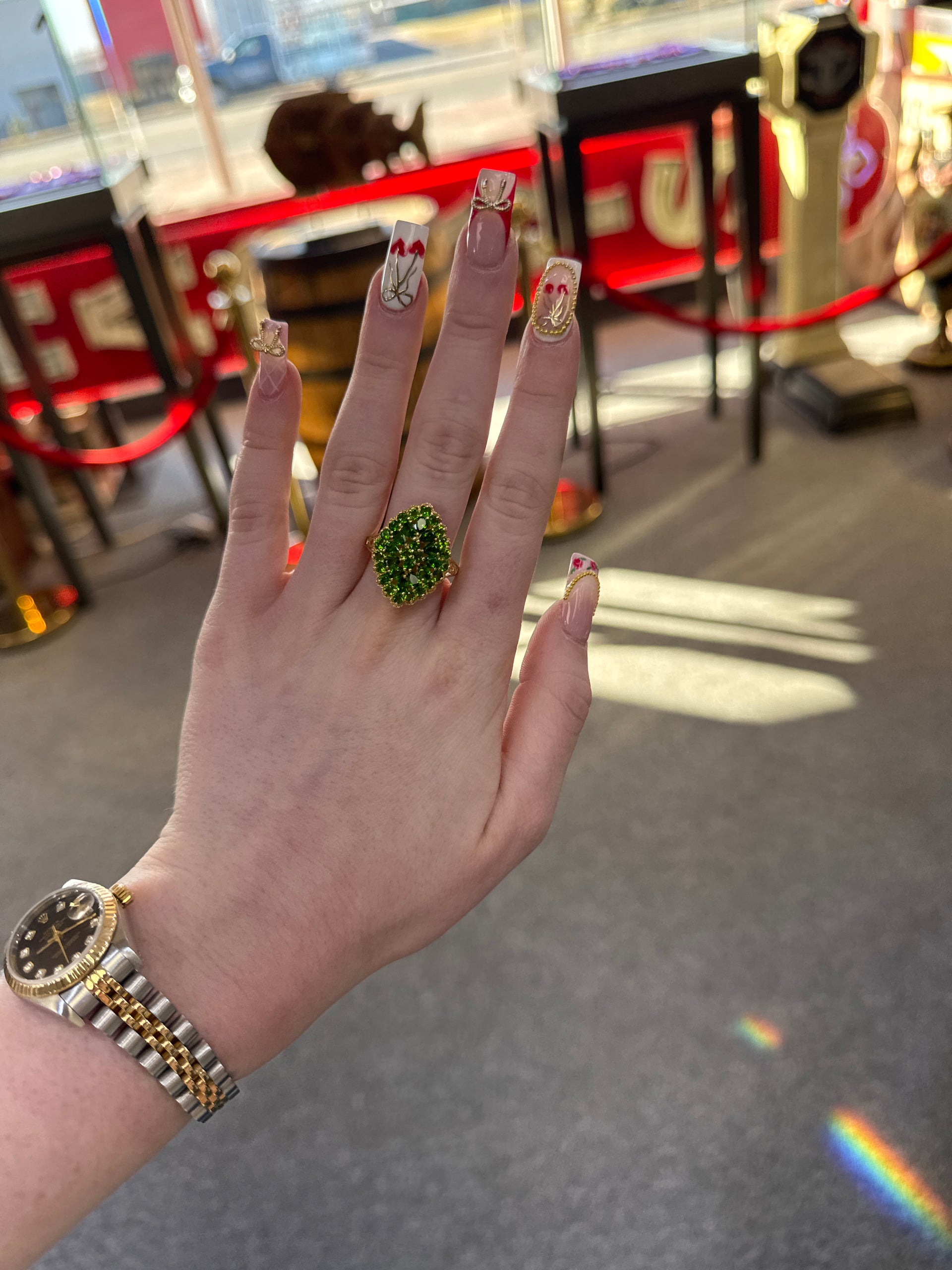 4.44cttw. Green Tsavorite Ring Set in 14K Yellow Gold