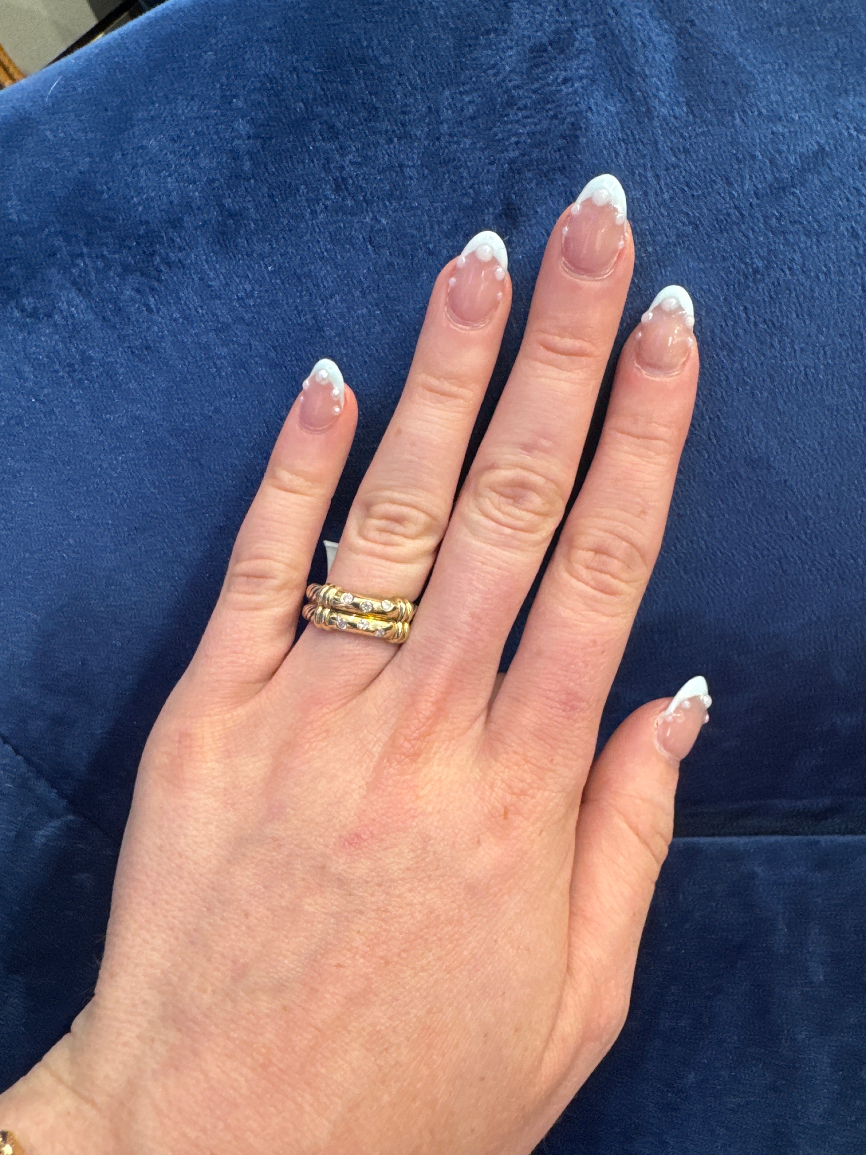 David Yurman Metro Ring in Sterling Silver & 14K Yellow Gold Featuring Six Round Natural Diamonds