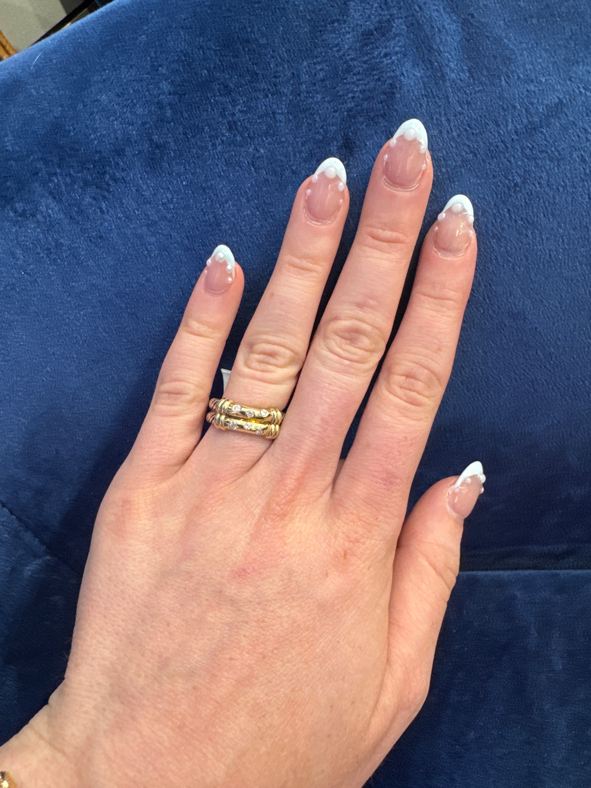 David Yurman Metro Ring in Sterling Silver & 14K Yellow Gold Featuring Six Round Natural Diamonds