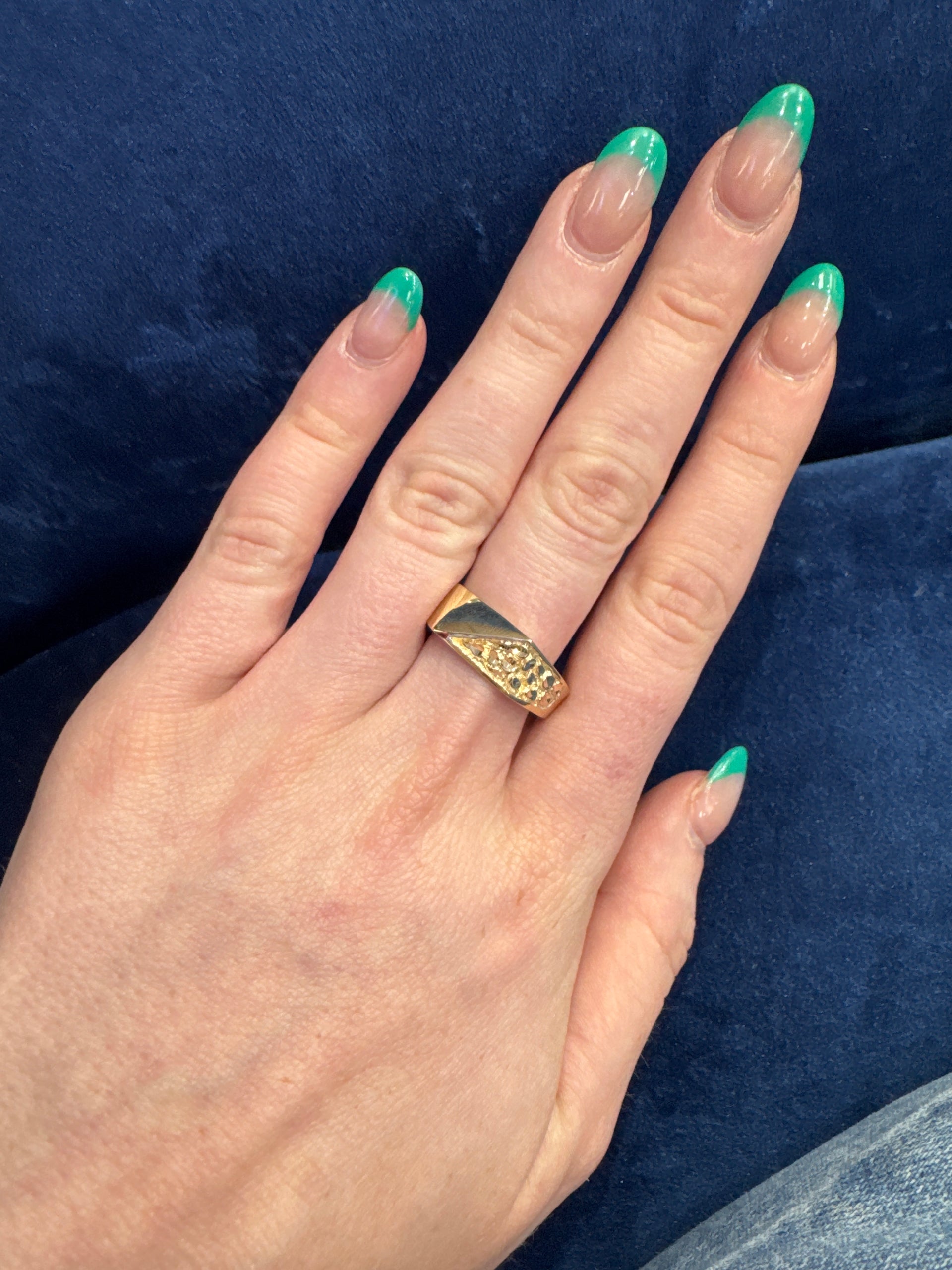 Geometric Nugget Style Men's Ring in 10K Yellow Gold Sz 11