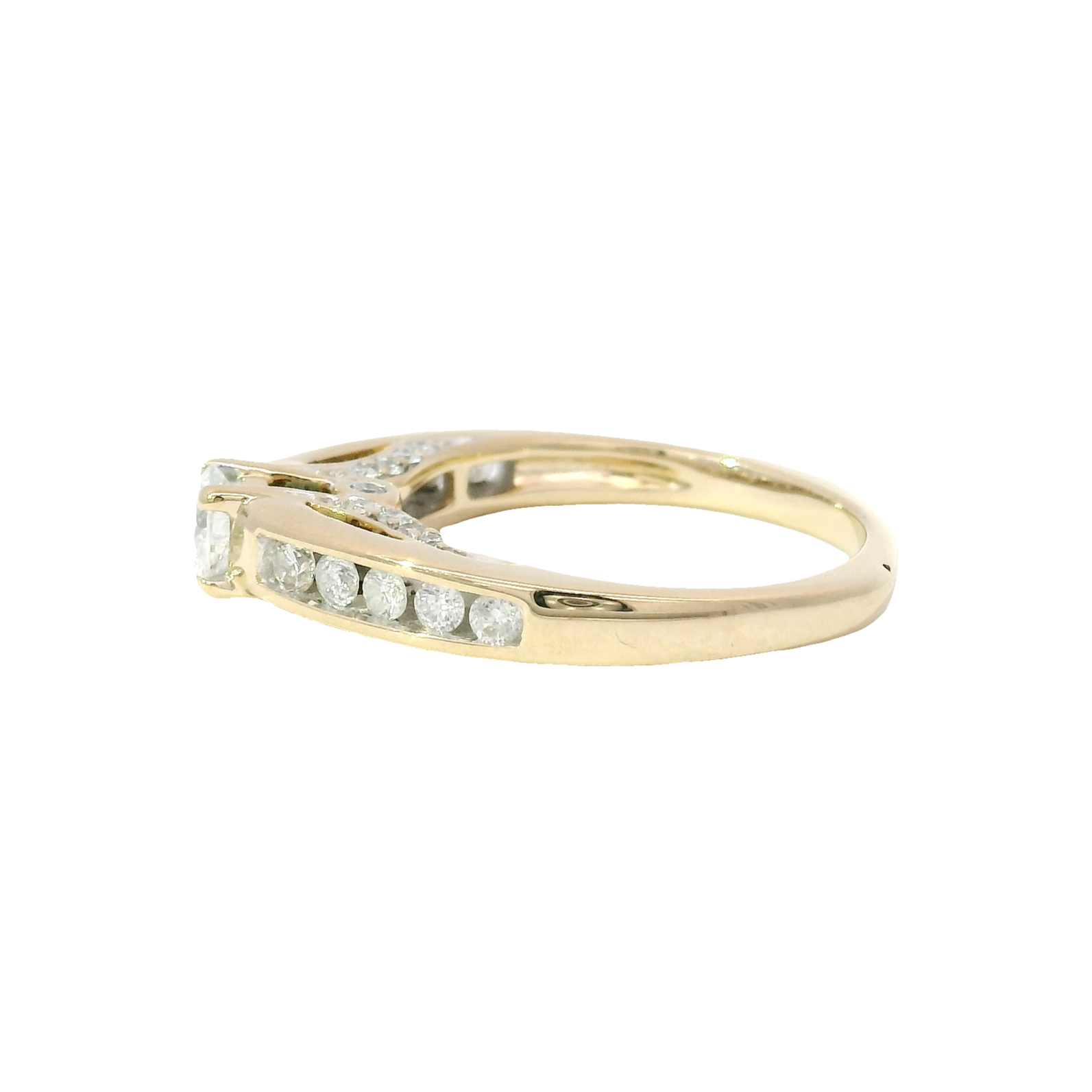 Natural Round Diamond Engagement Ring Set in 14K Yellow Gold Ornate Mounting