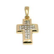 Natural Diamond Cross Pendant Set in 14K Yellow Gold