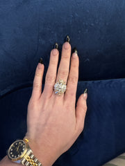 Diamond Starburst Estate Ring in 14K White & Yellow Gold Sz 8.5