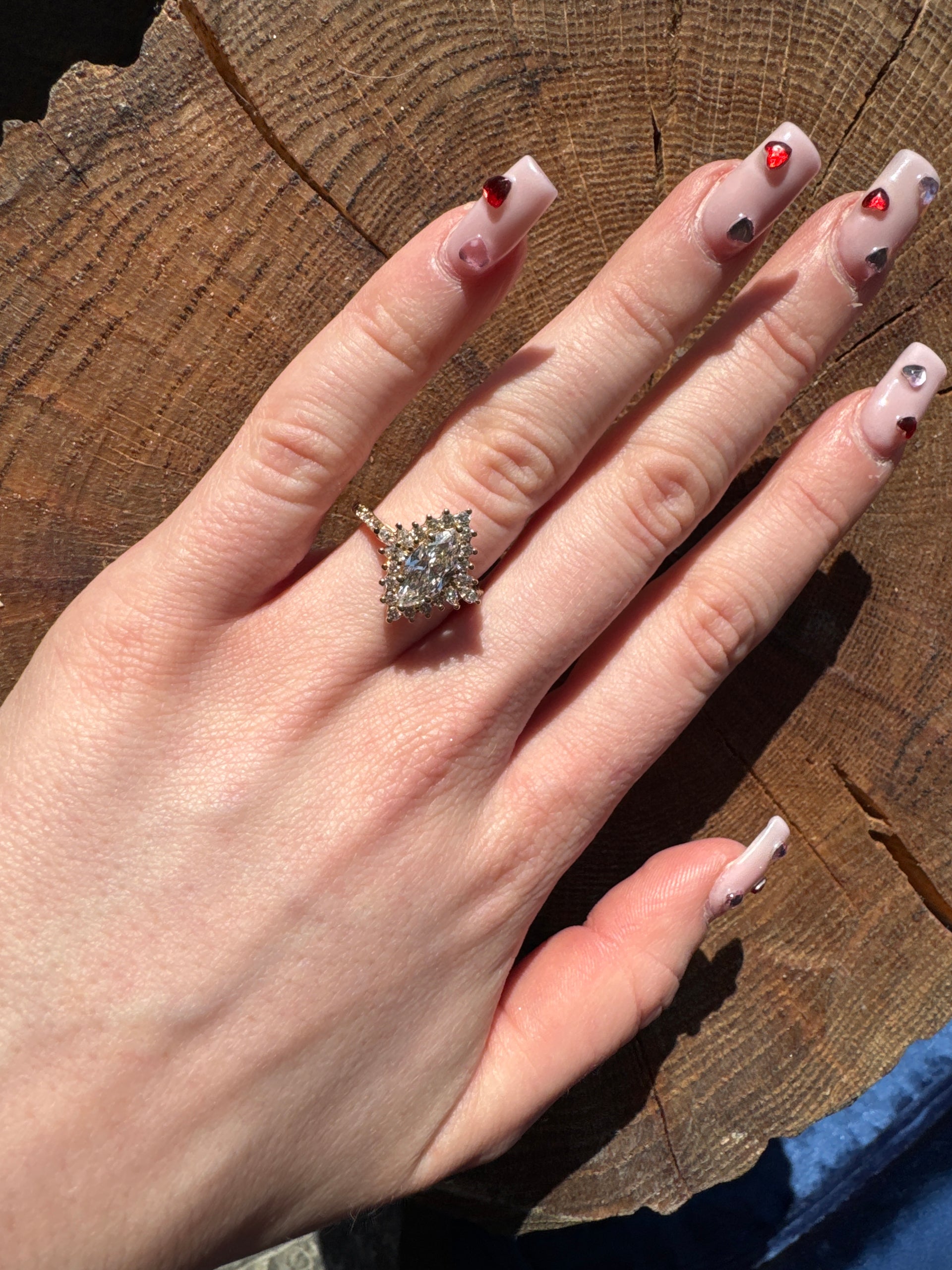 1.29ct. Lab Grown Marquise Shape Diamond Set in Diamond Halo