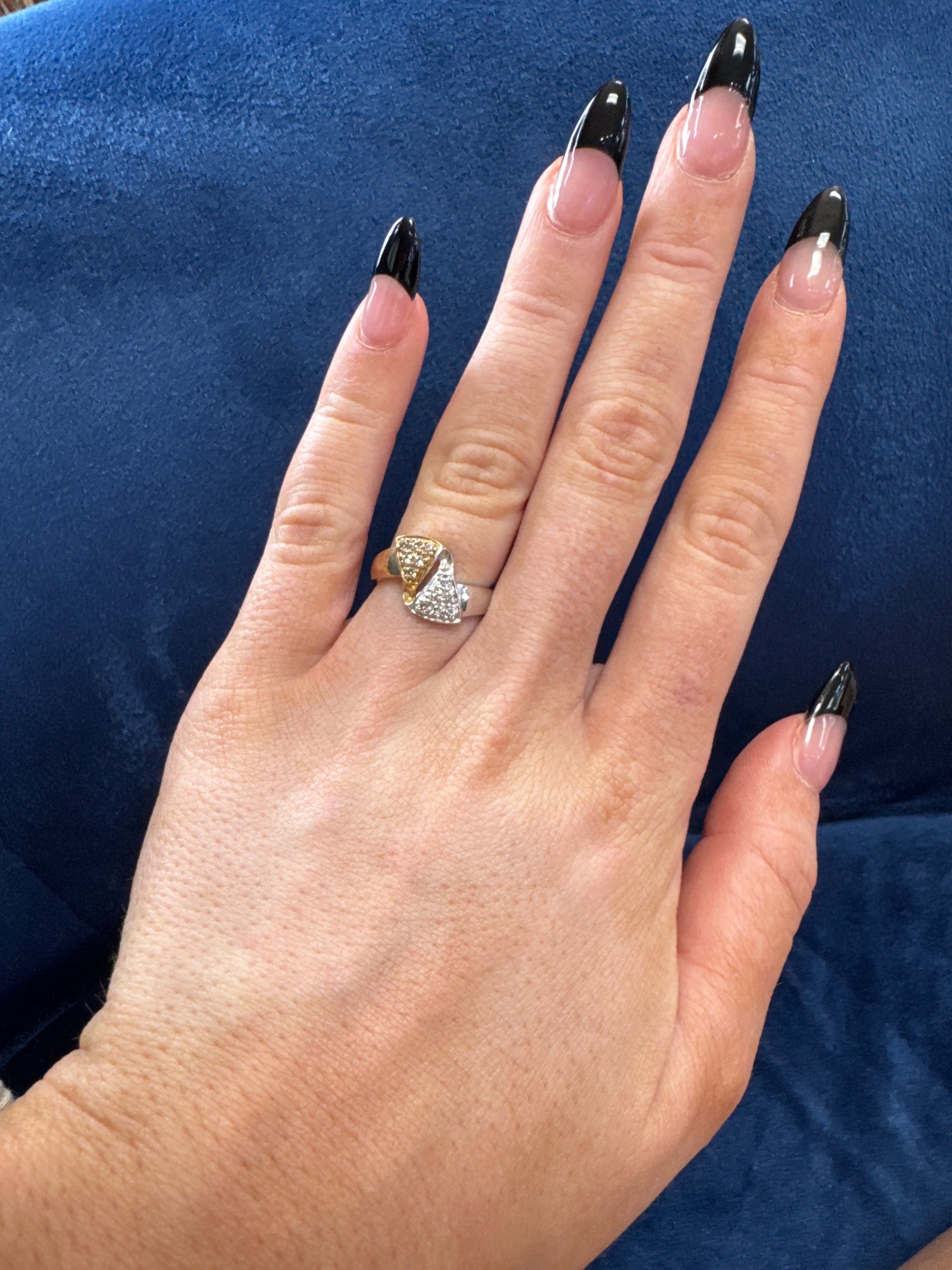 Two Tone Natural Diamond Pave Ring in 14K Yellow Gold