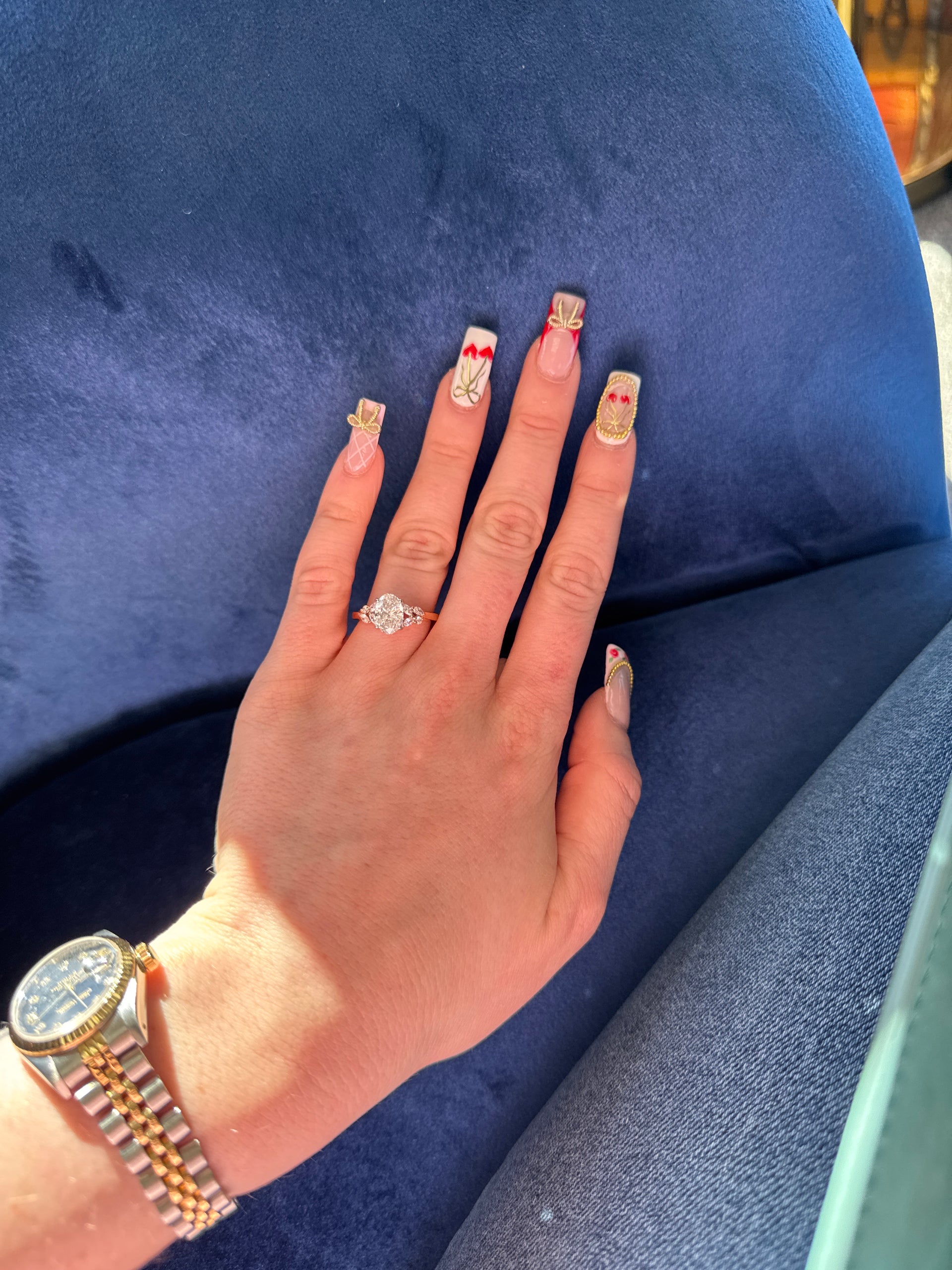 1.54ct. F VVS2 Lab Grown Oval Diamond Engagement Ring in 18K Rose Gold