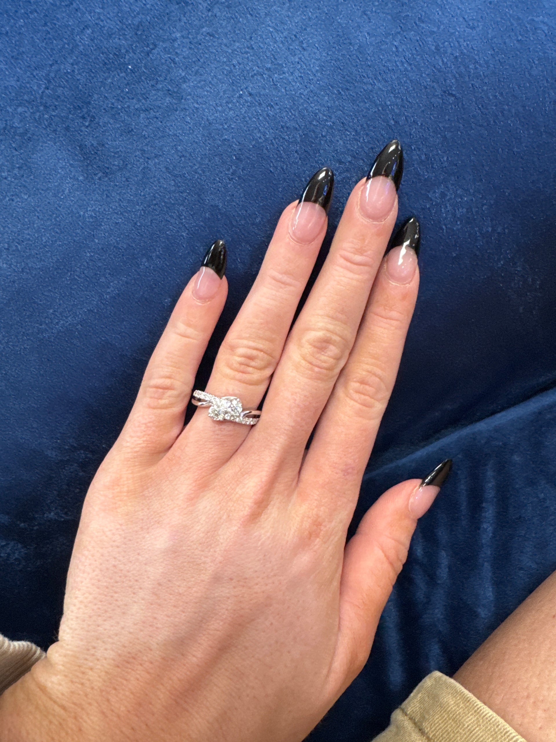 Natural Diamond Bypass Style Ring in 14K White Gold by Ever Us