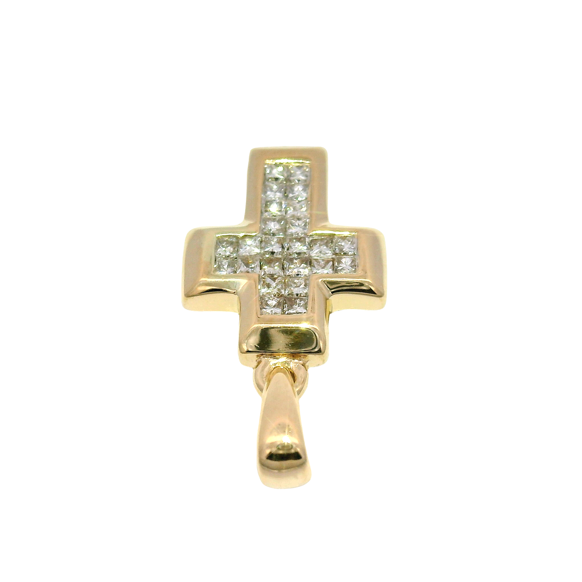 Natural Diamond Cross Pendant Set in 14K Yellow Gold