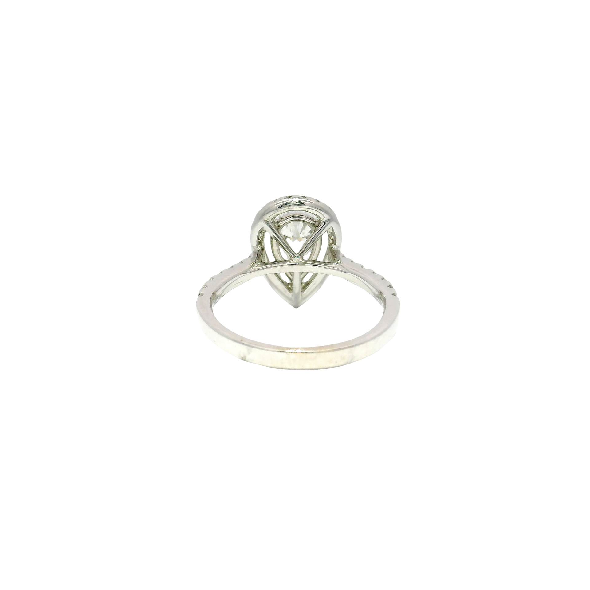 1.01ct. GIA G SI2 Pear Brilliant set in 14K White Gold Halo Sz 5