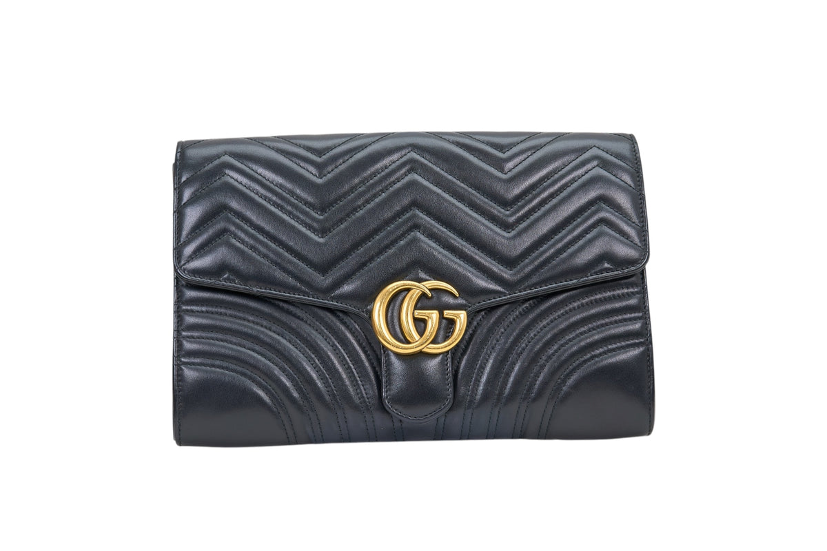Gucci GG Marmont Black Flap Clutch