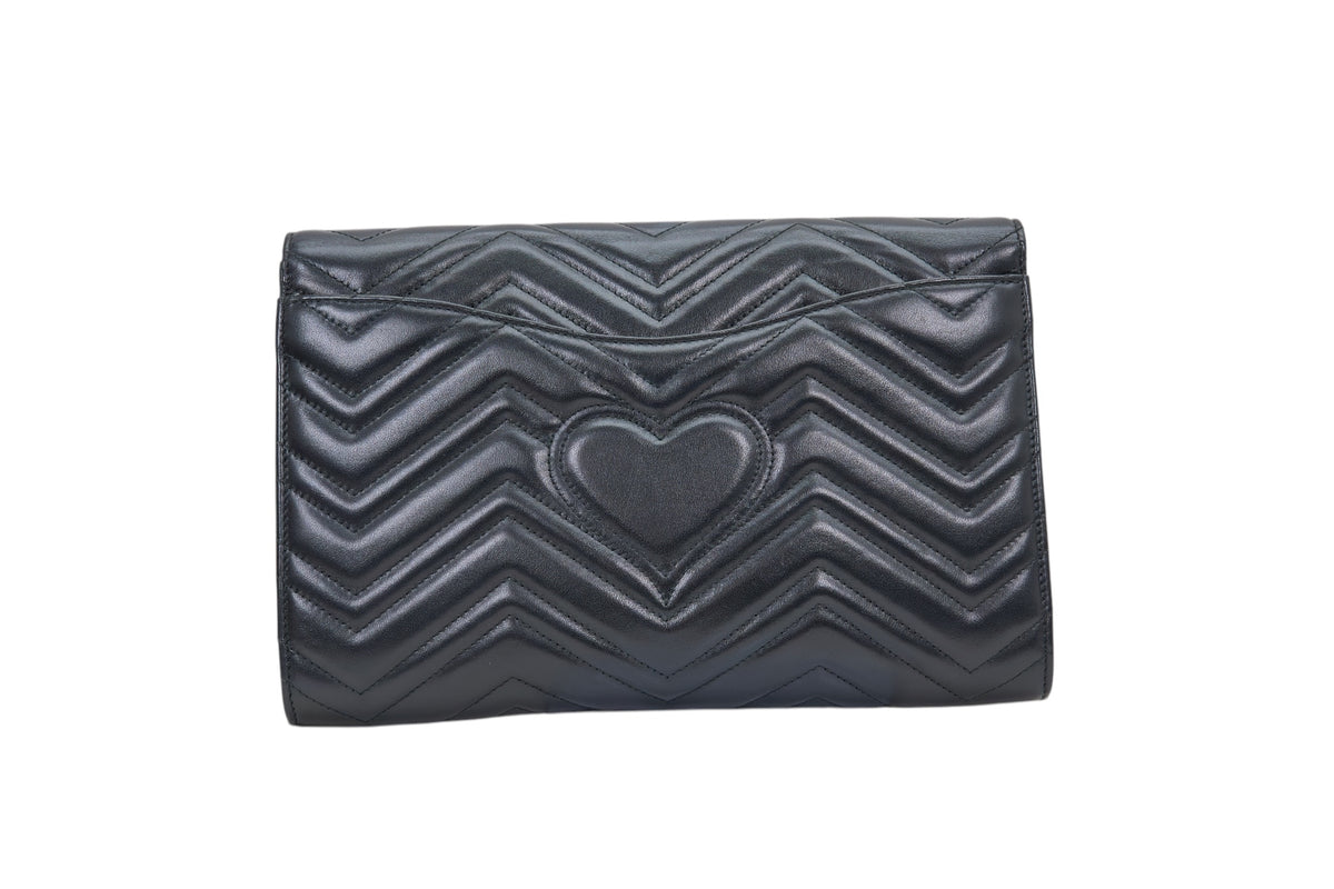 Gucci GG Marmont Black Flap Clutch
