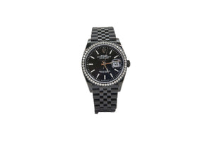 36mm Rolex Datejust Black PVD Coated with Aftermarket Diamond Bezel (OG Bezel Included)