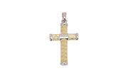 Cross Pendant in 14K Yellow Gold with White Gold Accents