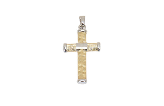 Cross Pendant in 14K Yellow Gold with White Gold Accents