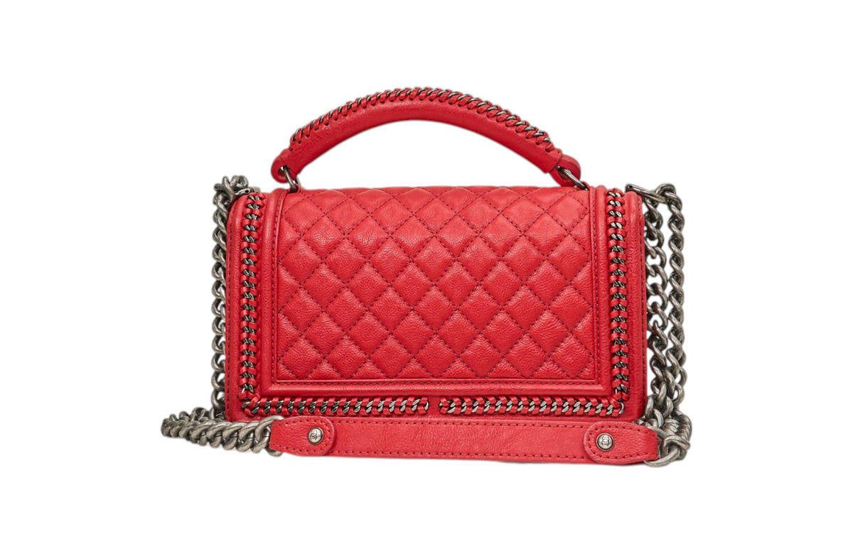 Chanel Red Calfskin Medium Chain Around Boy Bag