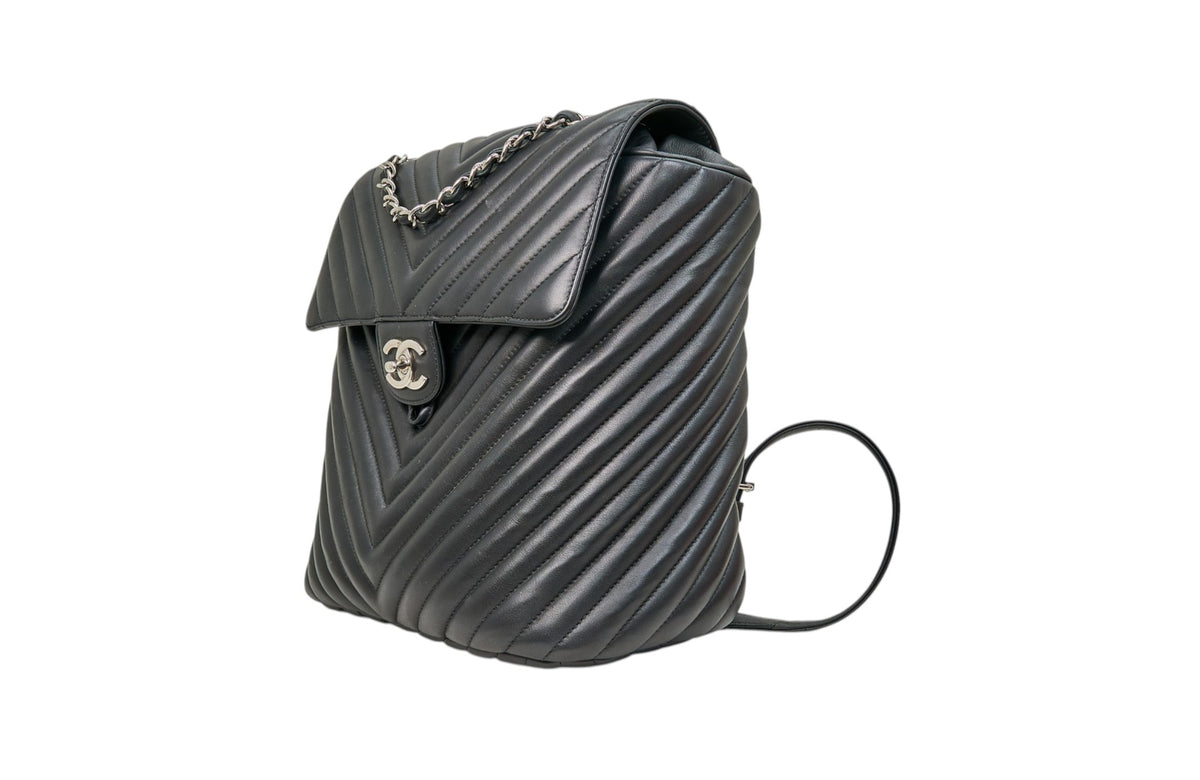 Chanel Urban Spirit Chevron Black Backpack