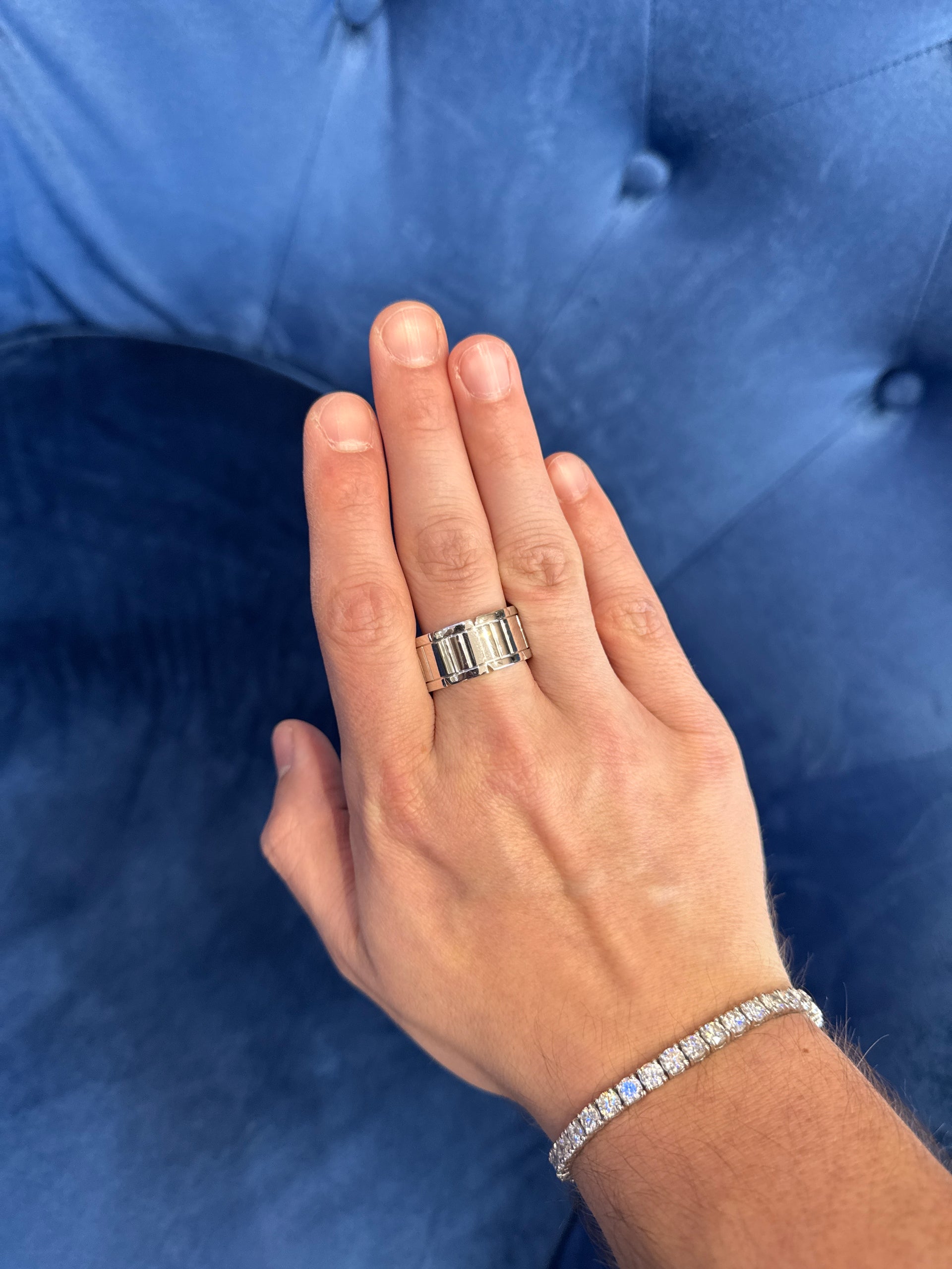Cartier 18K White Gold 12mm Men's Band Size 12