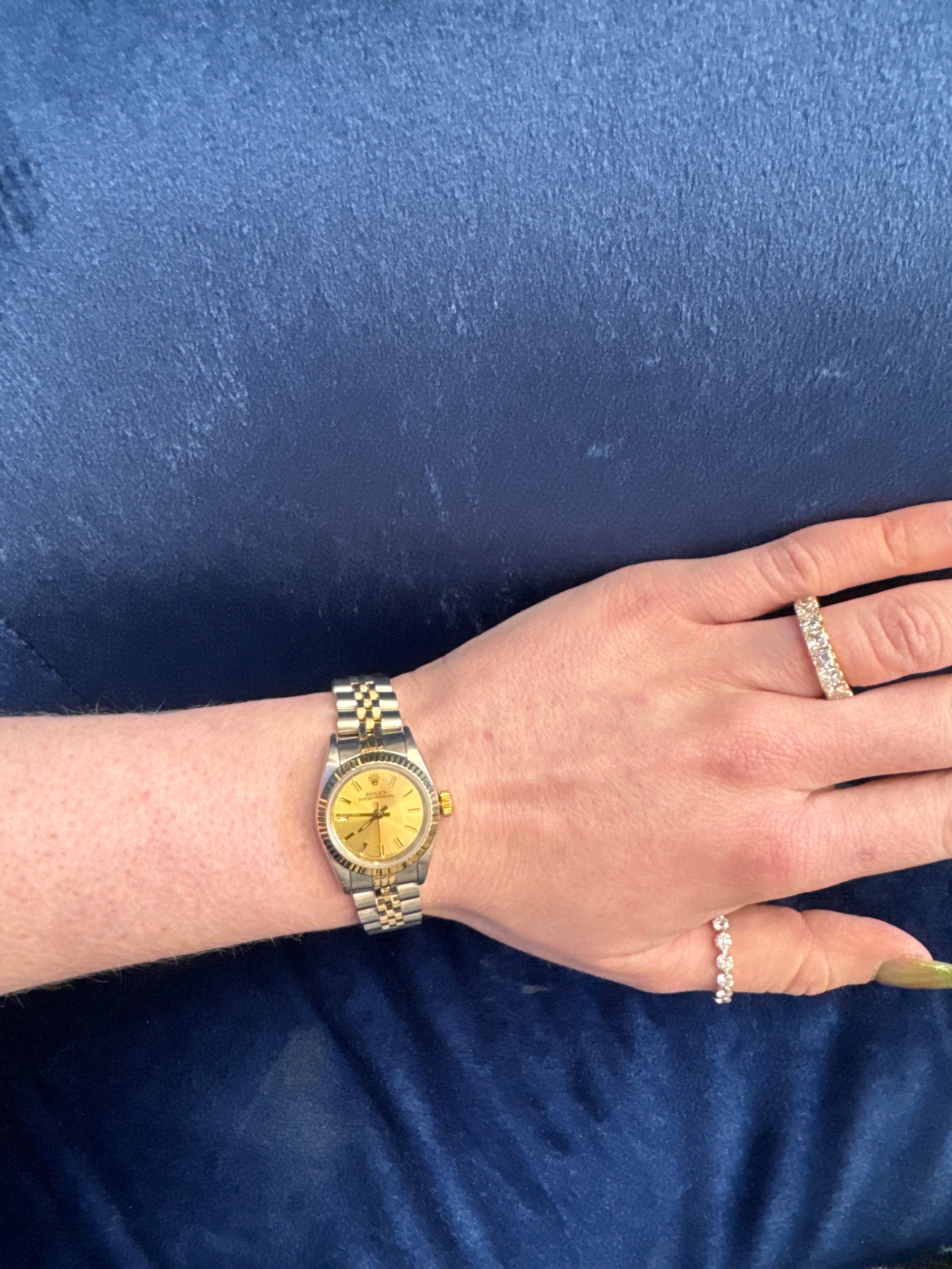 24mm Rolex Ladies Oyster Perpetual Champagne Dial Two Tone Jubilee 1986