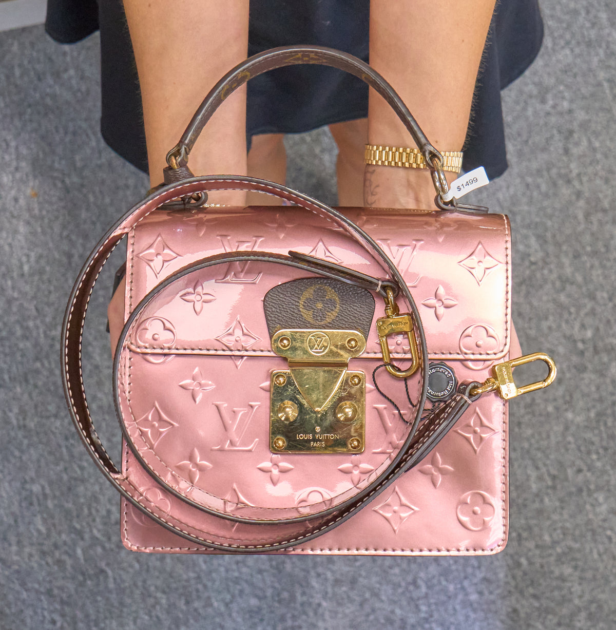 Louis Vuitton Spring Street PM Monogram Vernis Rose Pearl