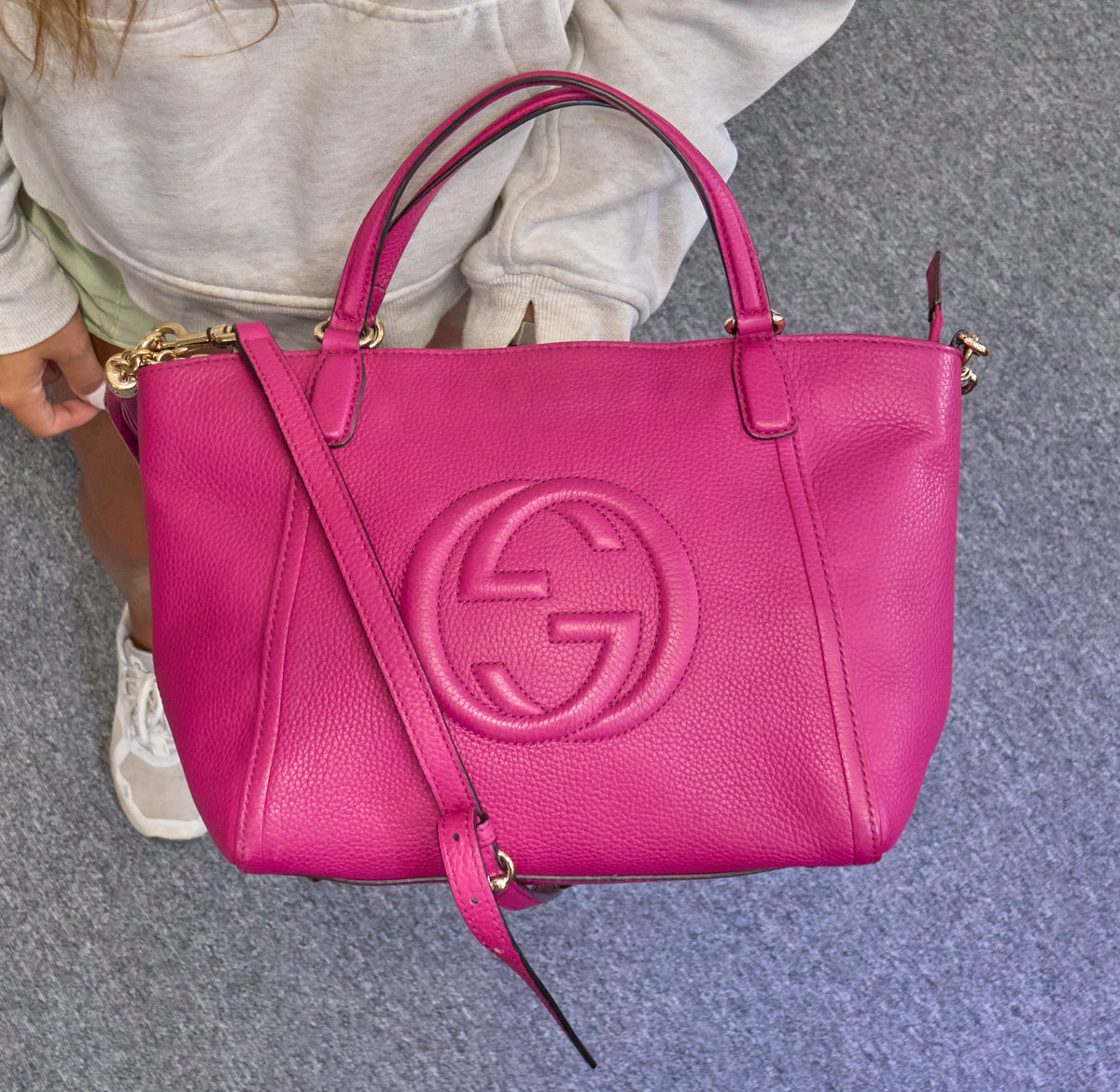 Gucci Interlocking G Soho Cellarius Small Pebbled Calfskin Leather