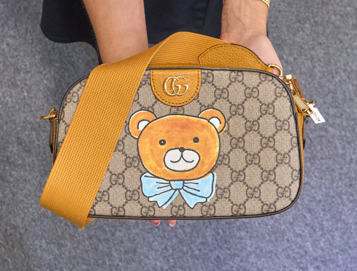 Gucci X Kai Brown Teddy Bear GG Supreme Canvas Crossbody