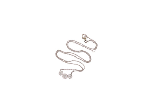 Three Stone Natural Diamond Pendant in 14K White Gold