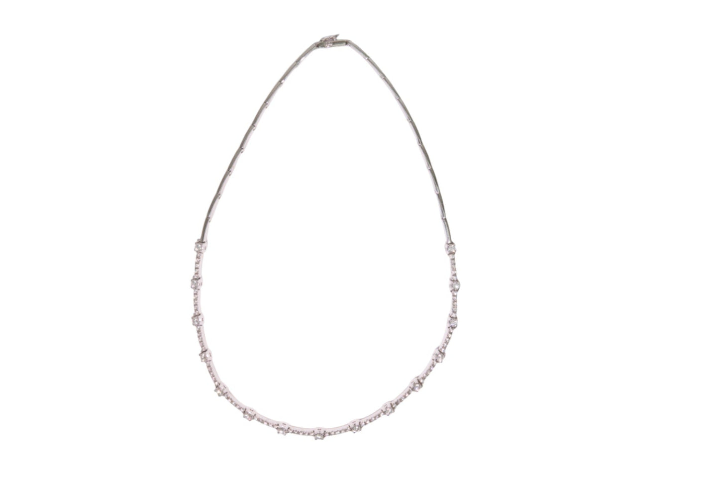 4.45cttw. Natural Diamond Link Style Collar Necklace in 18K White Gold