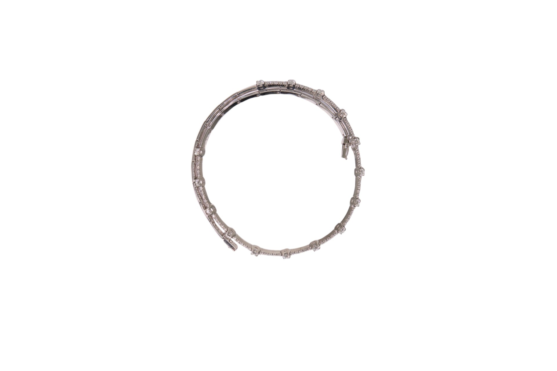 4.45cttw. Natural Diamond Link Style Collar Necklace in 18K White Gold