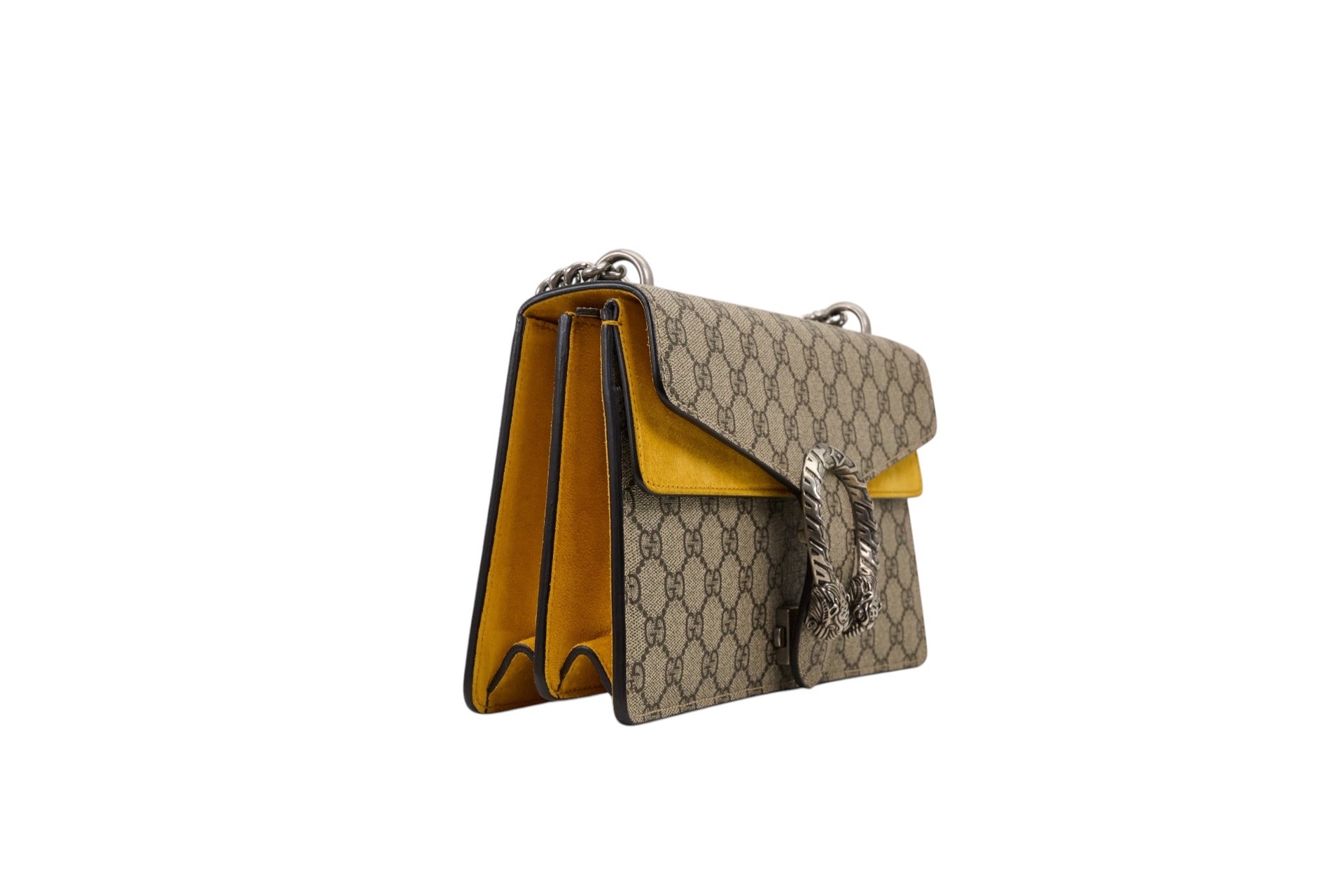 Gucci GG Dionysus Supreme Yellow Suede Medium Shoulder Bag