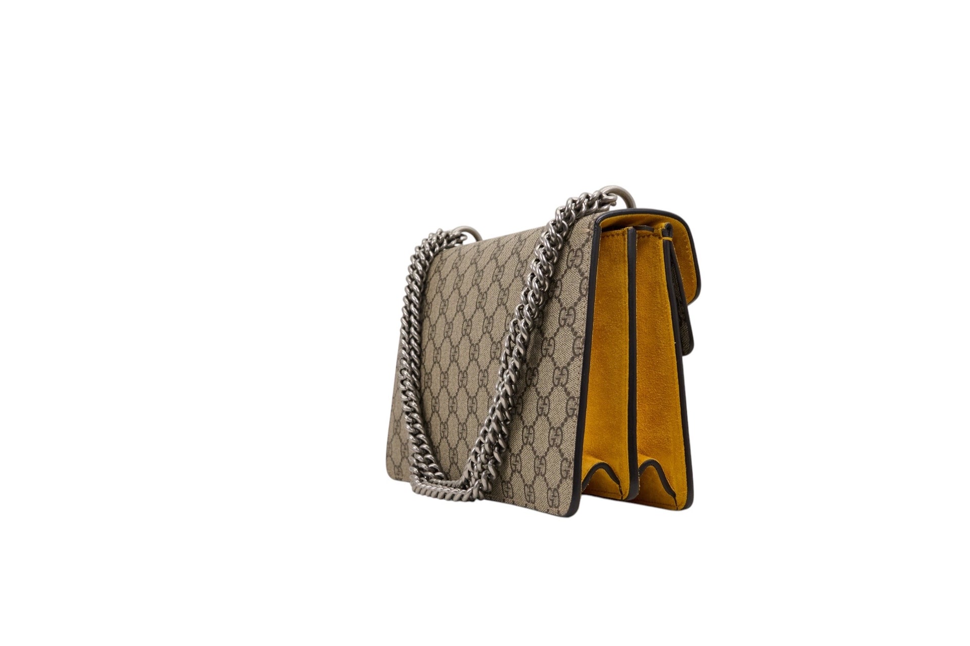 Gucci GG Dionysus Supreme Yellow Suede Medium Shoulder Bag