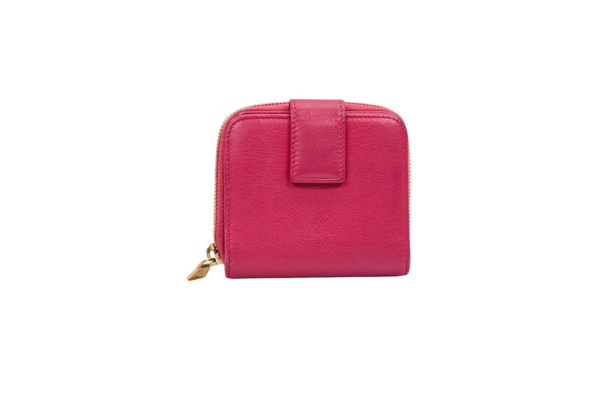 YSL Pink Cassandra Compact Zip Wallet