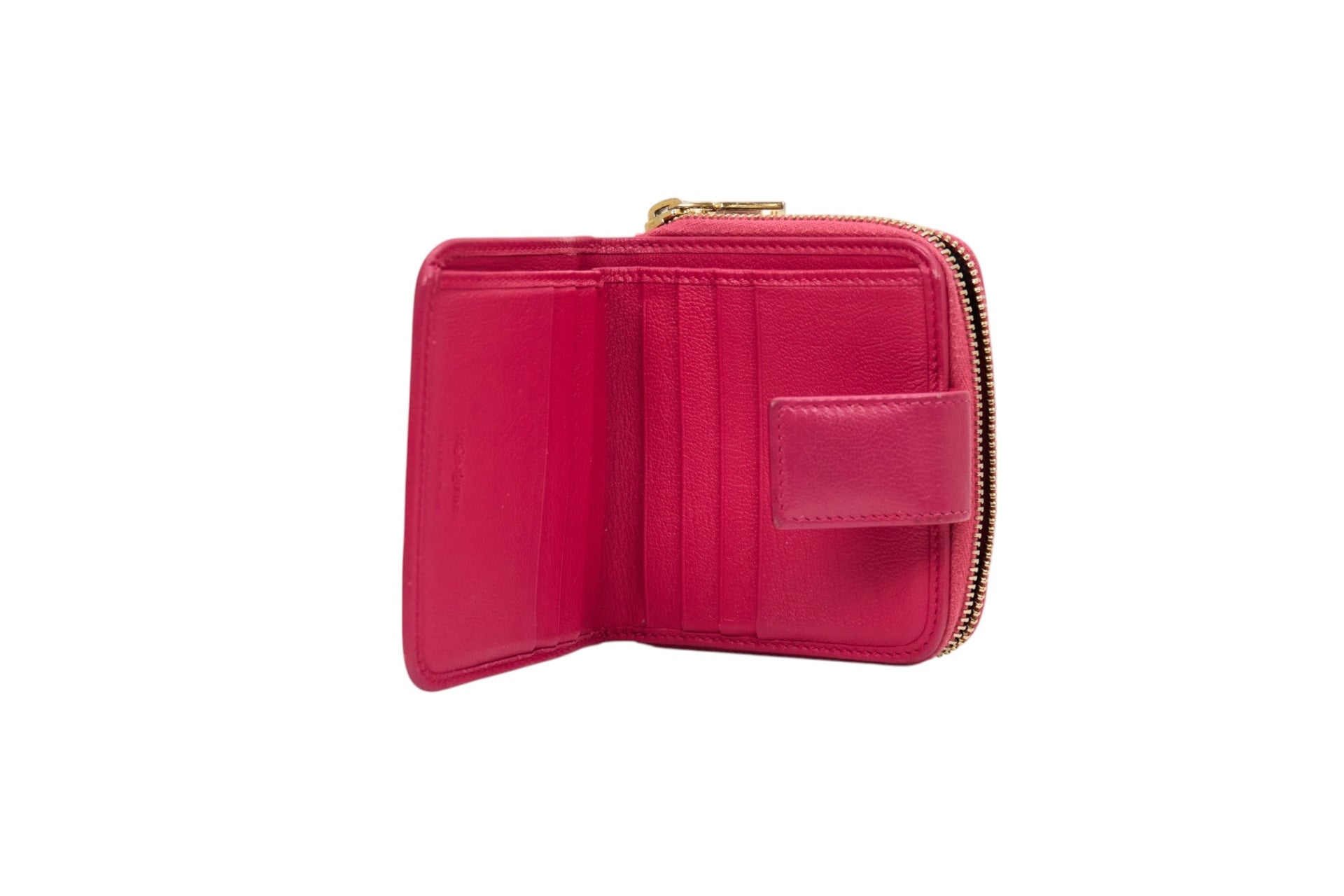 YSL Pink Cassandra Compact Zip Wallet
