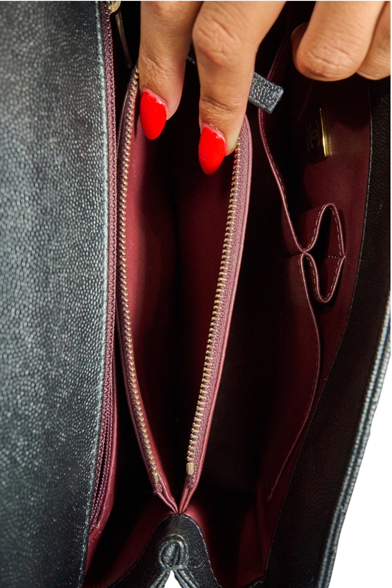 Chanel Large Flap Bag With Top Handle in Black Calfskin Leather