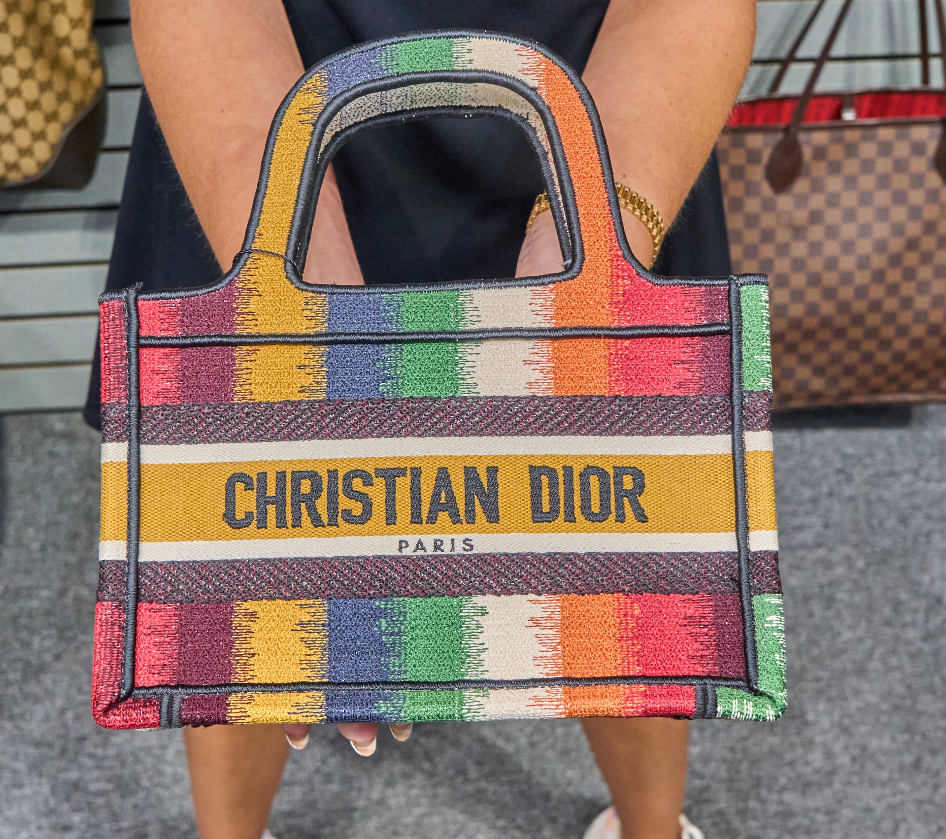 Christian Dior Mini D Stripes Book Tote Handbag