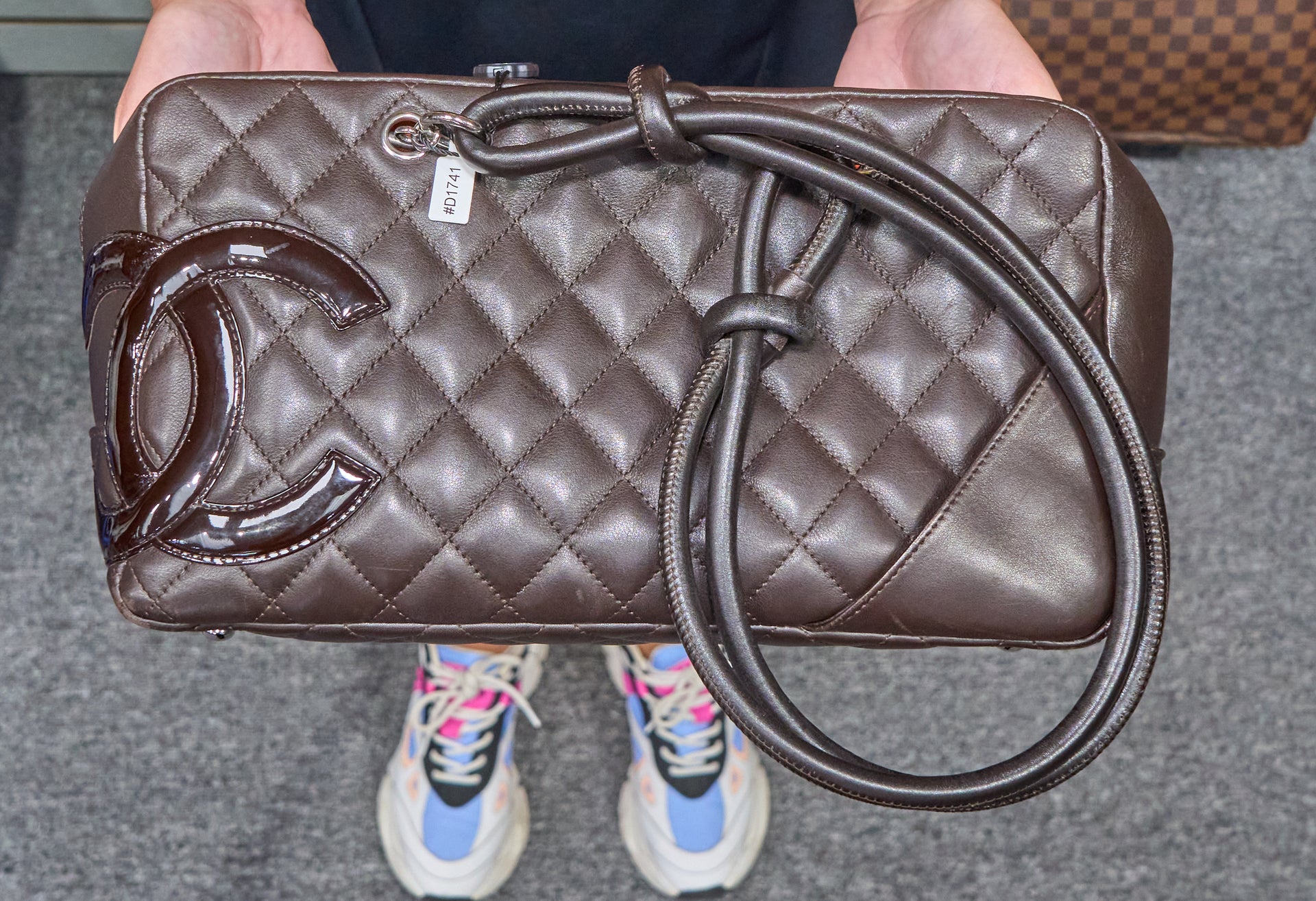 Chanel Black Lambskin Quilted Cambon Bowler Bag Silver Hardware