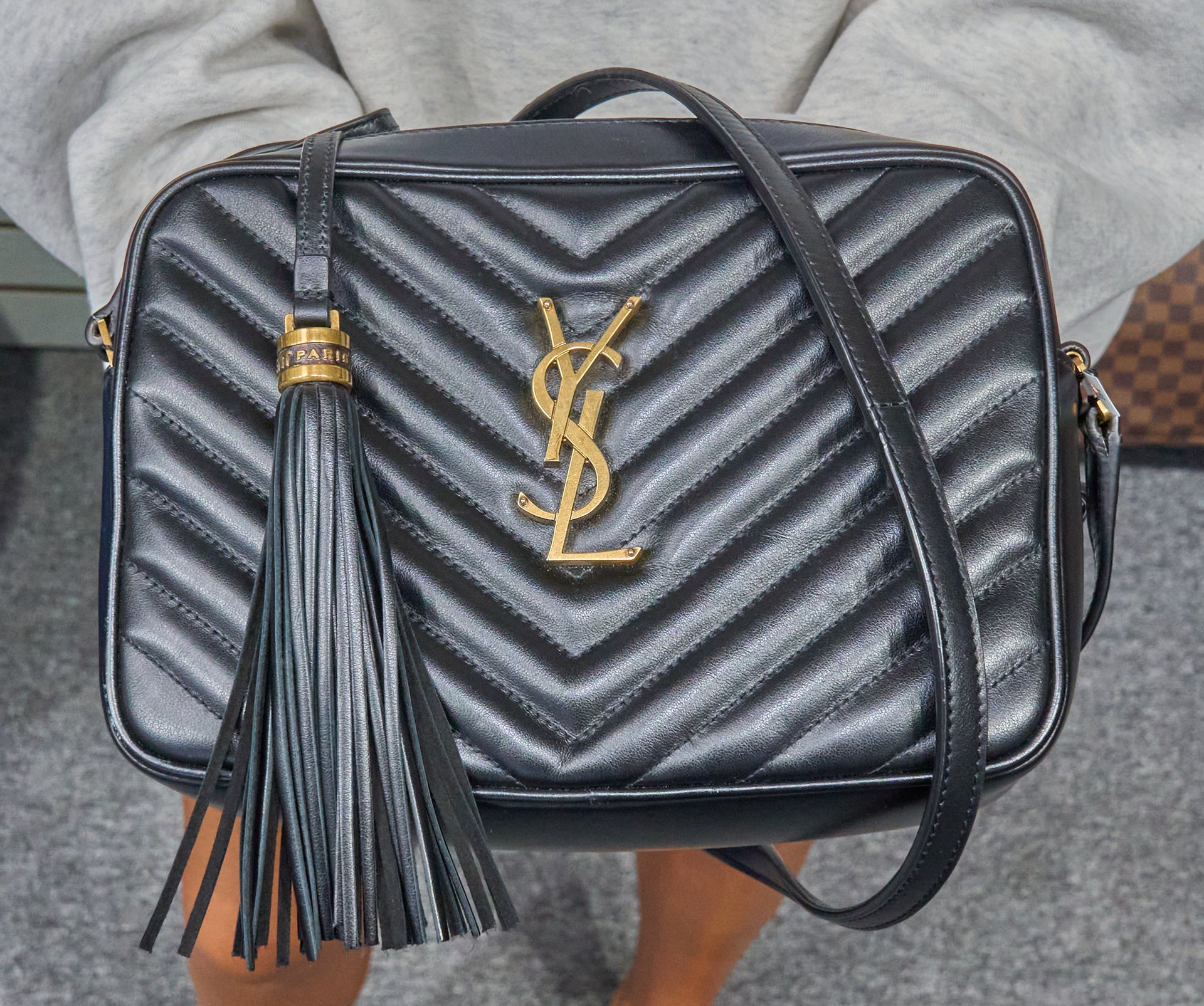 YSL Lou Medium Camera Bag in Black Quilted Leather