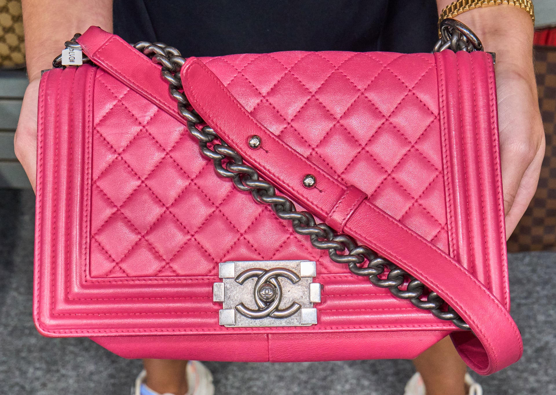 Chanel Pink Lambskin Quilted Medium Boy Bag Ruthenium Hardware