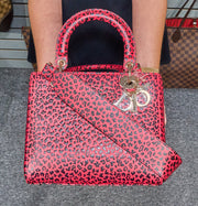 Christian Dior Lady Dior Leopard Pattern Leather Bag