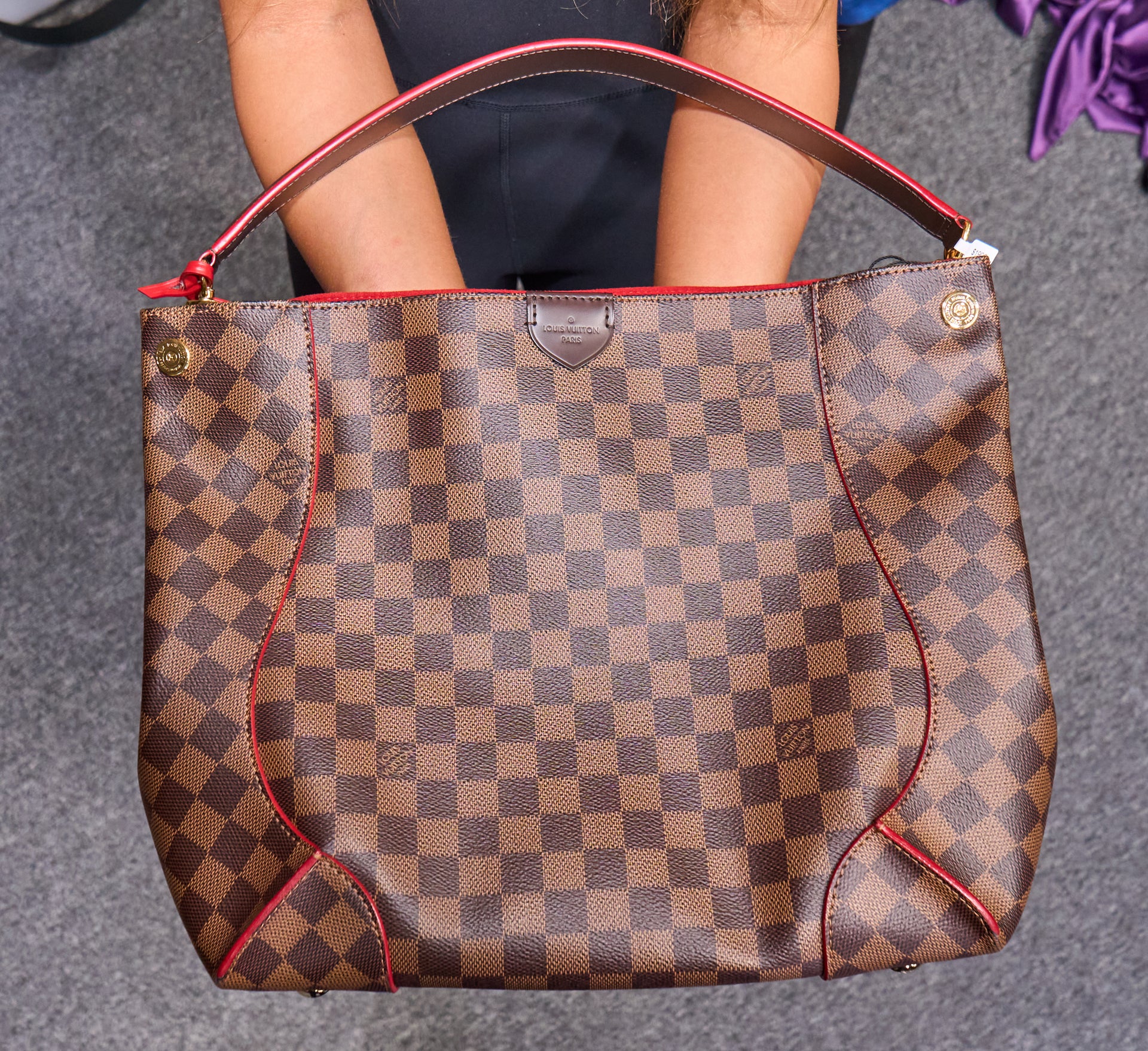 Louis Vuitton Caissa Hobo Damier Ebene Cerise