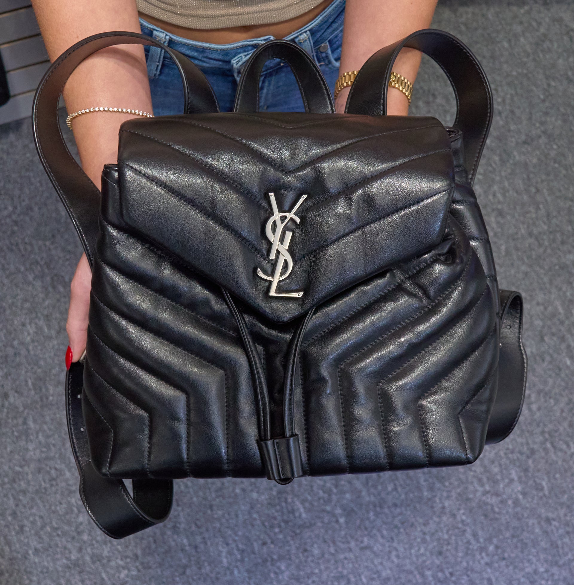 YSL Loulou Backpack in Black Calfskin