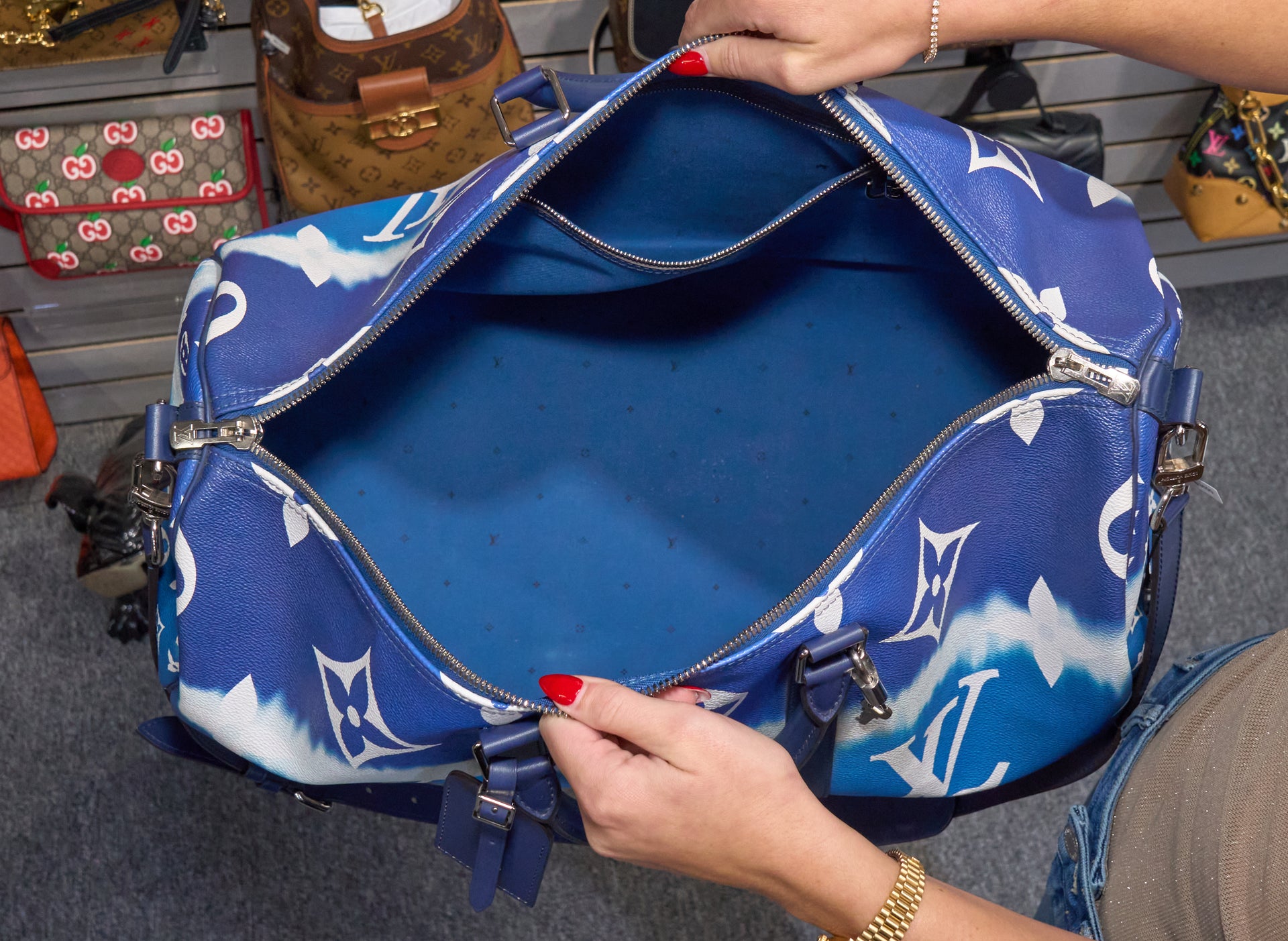 Louis Vuitton Keepall Bandouliere 50 Monogram Giant Escale Bleu