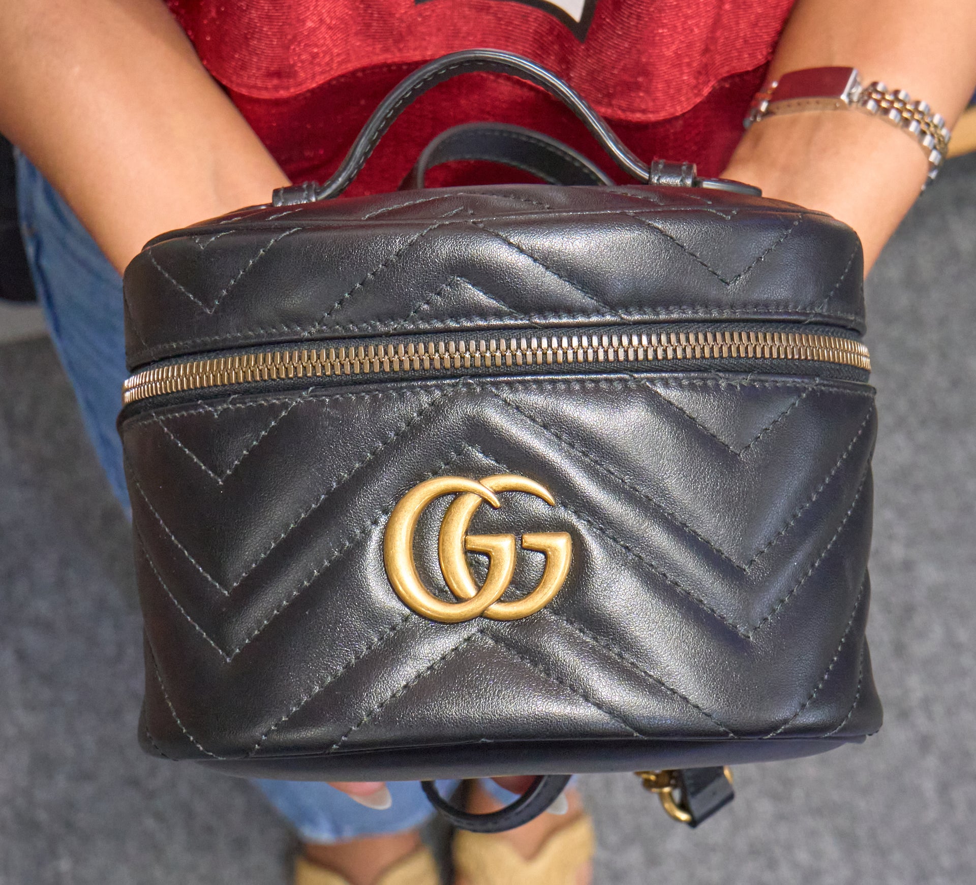 Gucci GG Marmont Vanity Backpack Matelasse Leather