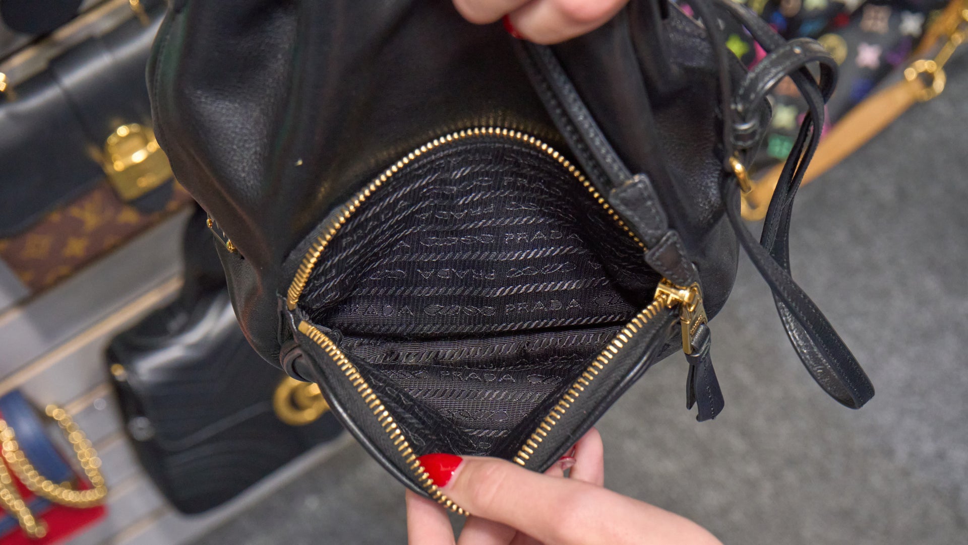 Prada Duet Leather Bucket Bag