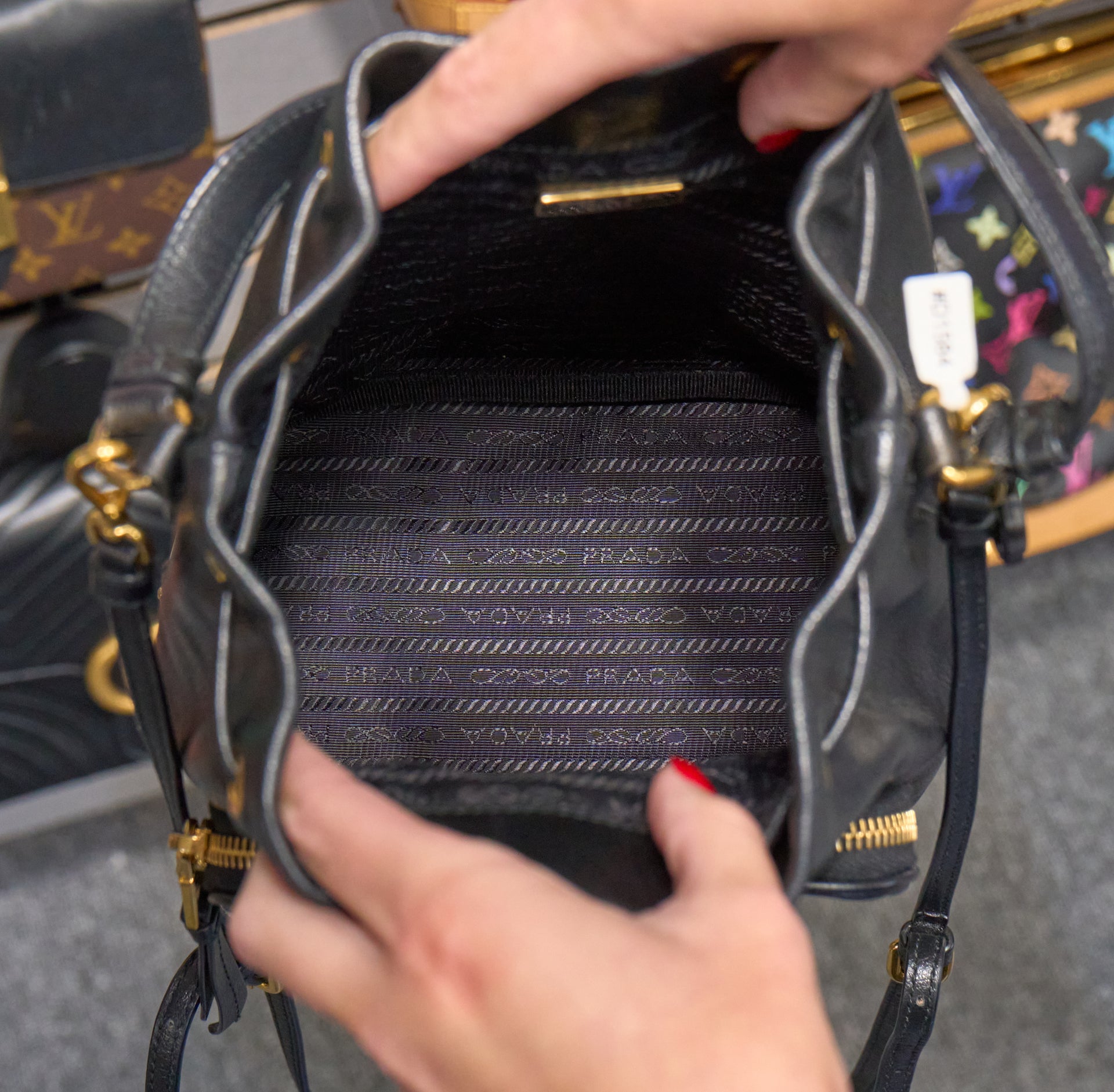 Prada Duet Leather Bucket Bag