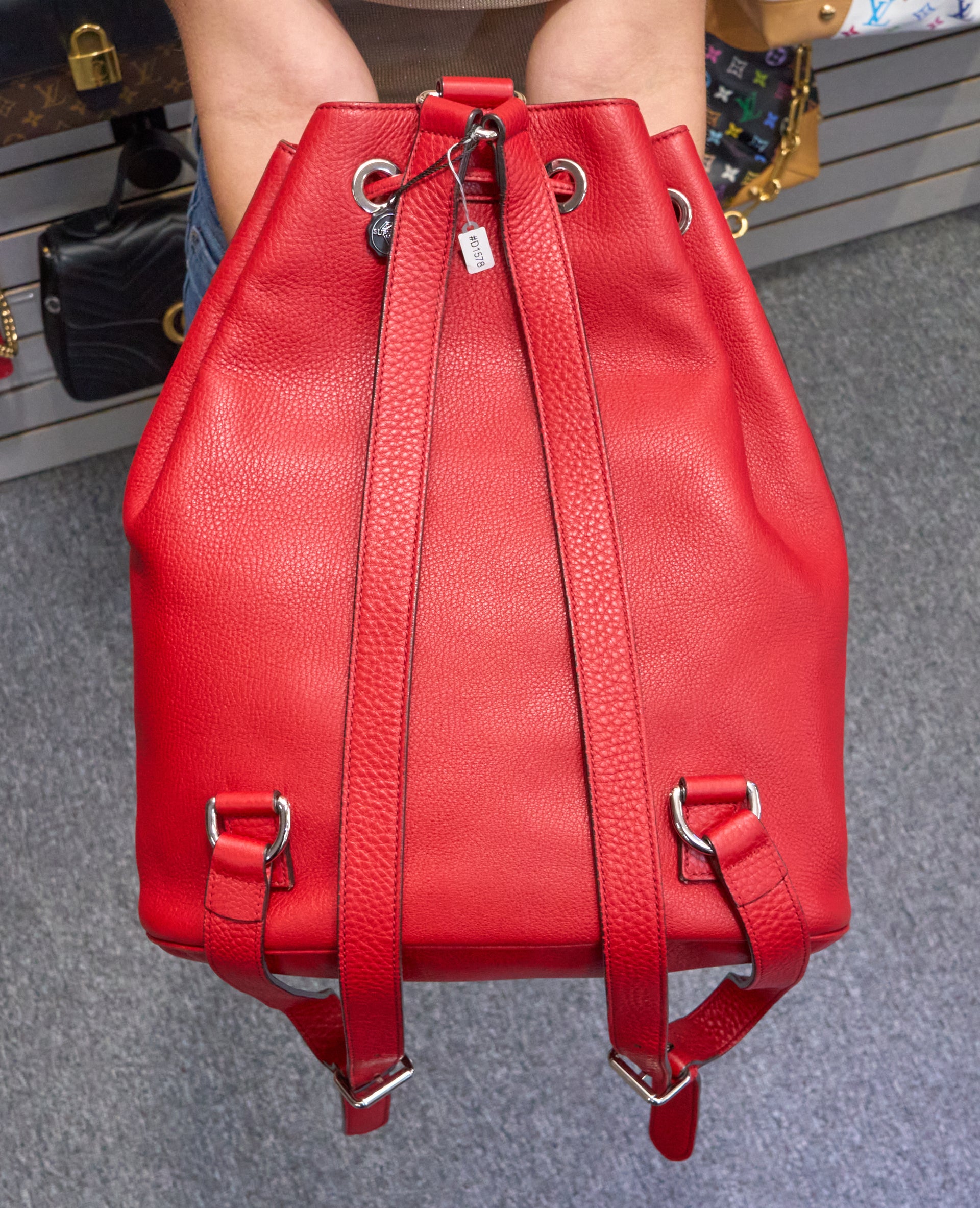 Gucci Red Pebbled Leather Soho Backpack