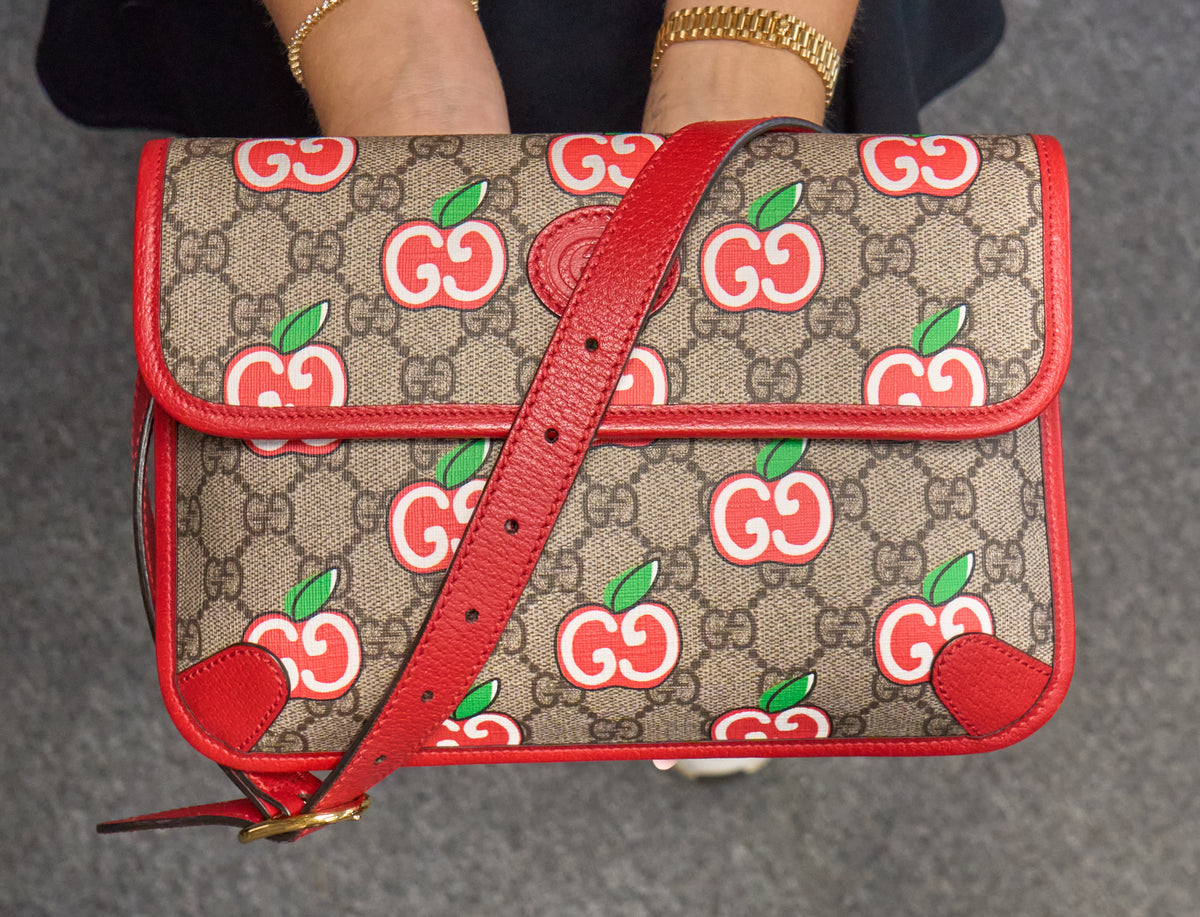 Gucci GG Supreme Apples Leather Belt Bag Fanny Pack
