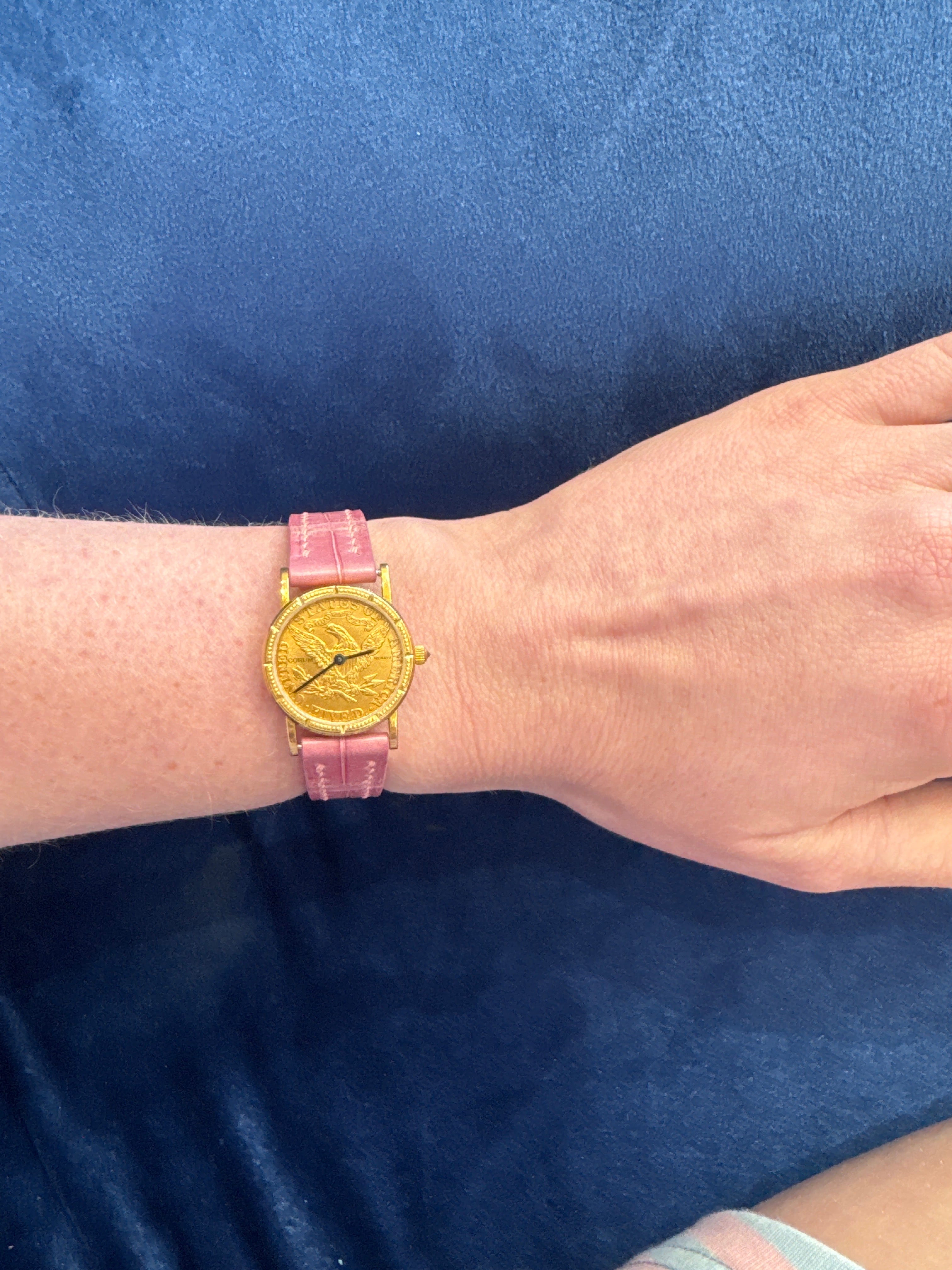Corum $5 Liberty Coin Watch on Pink Crocodile Leather Strap