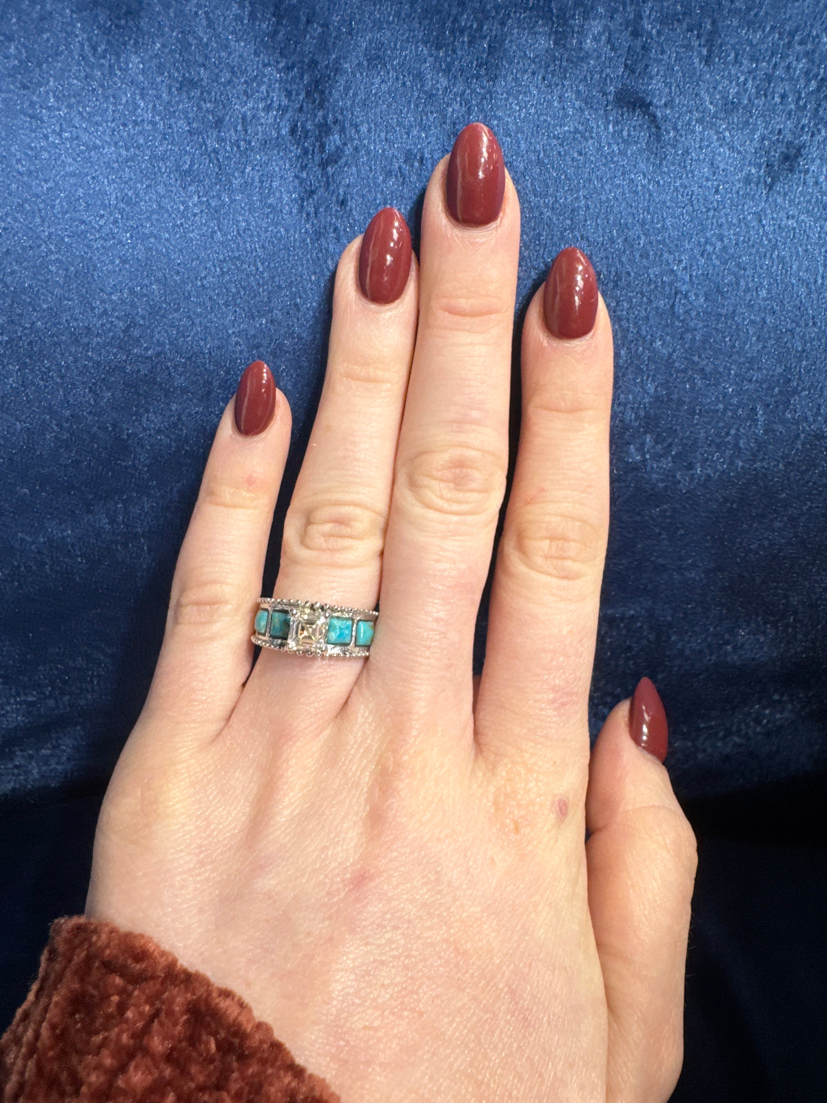 1.30ct. J VS1 Natural Asscher Cut Diamond in Custom 14K Turquoise Mounting // GIA 2231290144 Sz 6.