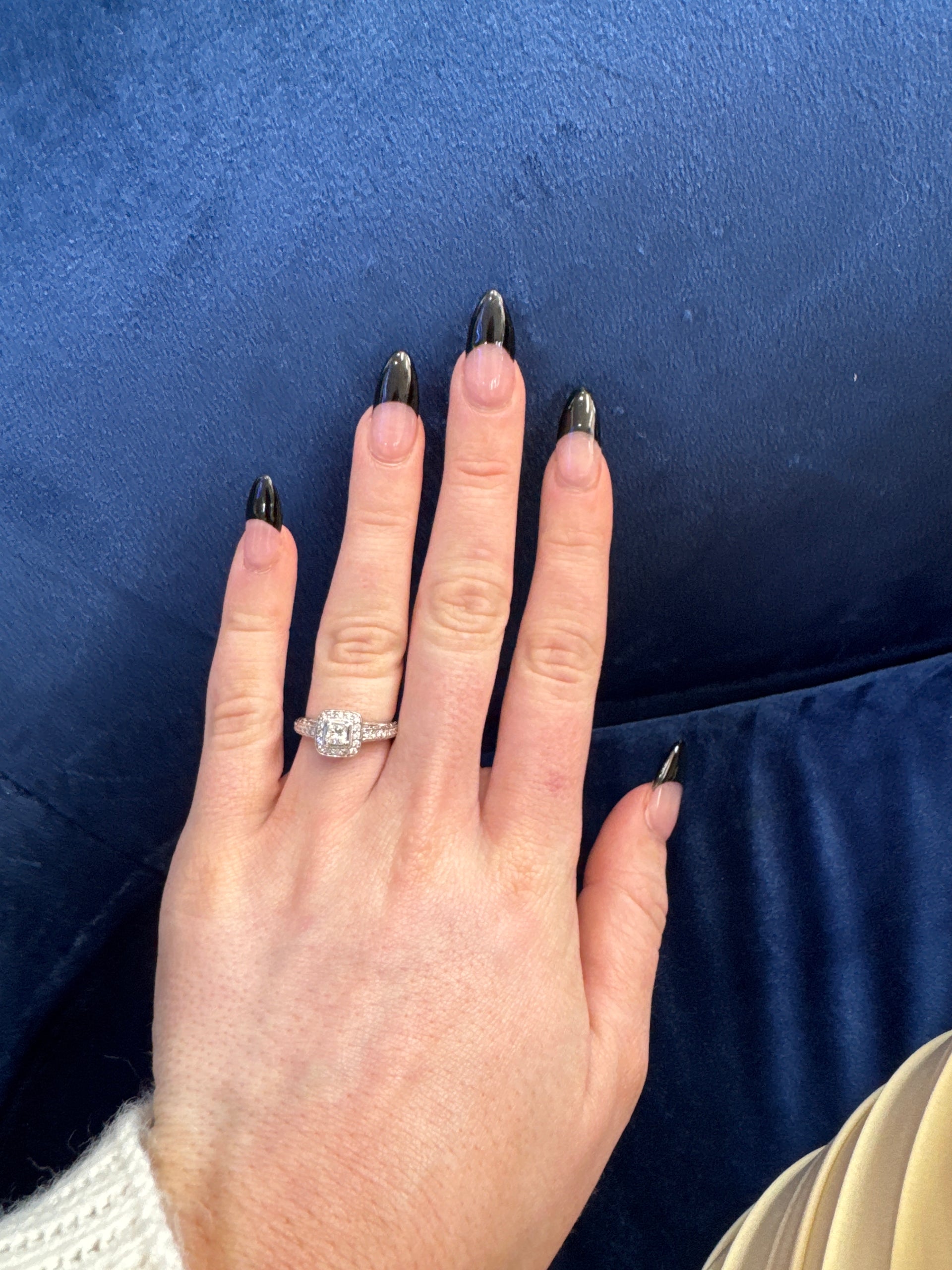 Natural Princess Cut Diamond Ring in 14K White Gold