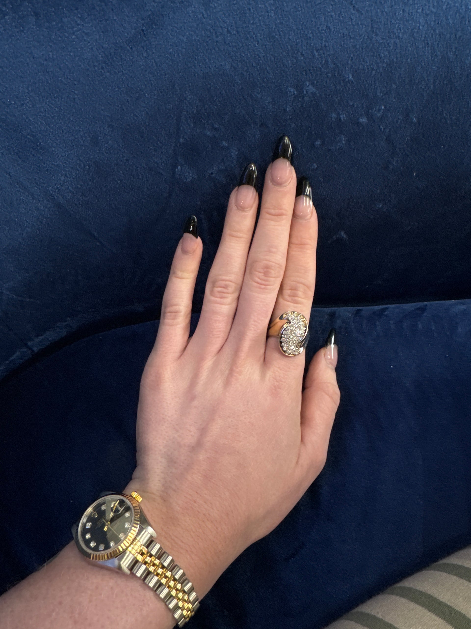Natural Diamond Swirl Estate Ring in 14K Yellow Gold